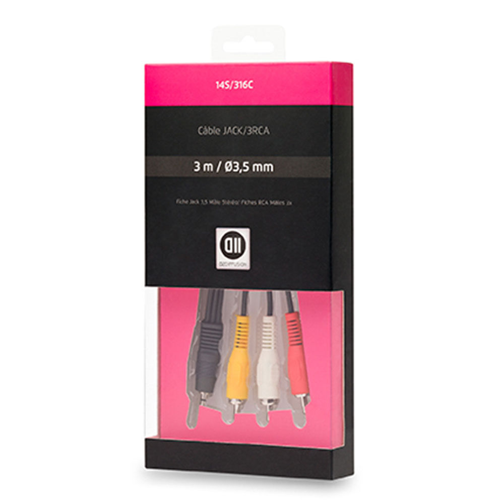 Câble Jack3,5mm Mâle/3rca Mâle 1m50