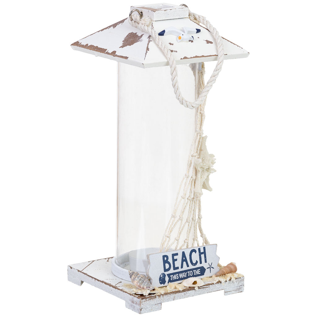 Bougeoir Suspendu En Bois Blanc 11 X 11 X 25 Cm