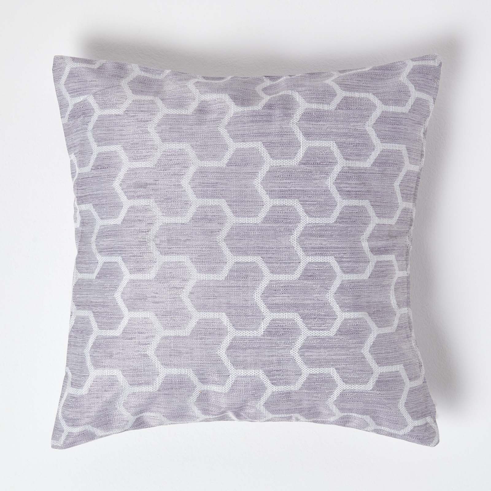Housse De Coussin Jacquard À Motifs Géométriques Lilas 45x45cm - Homescapes