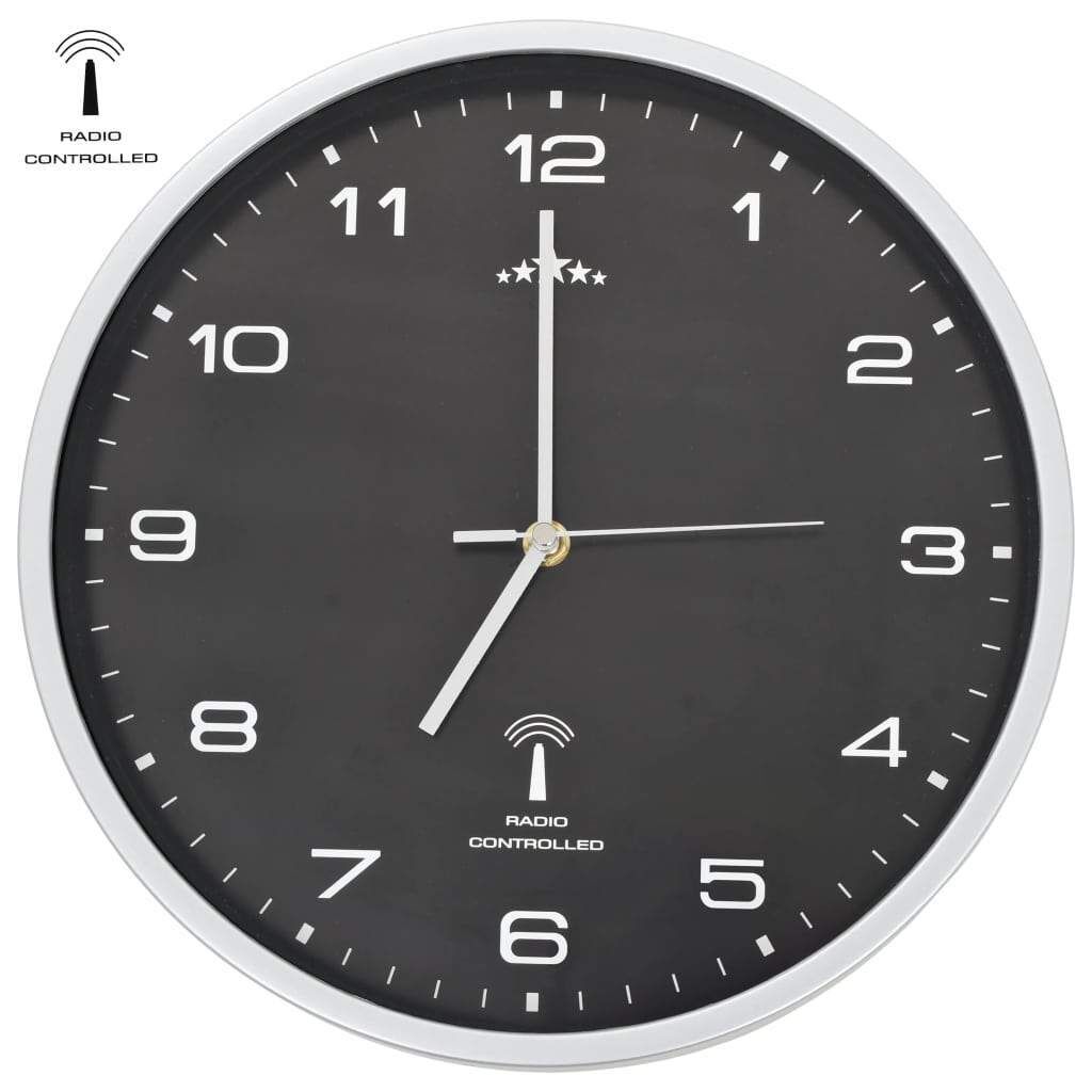 Horloge Murale Radioguidée Avec Mouvement À Quartz 31 Cm Noir Dec022251