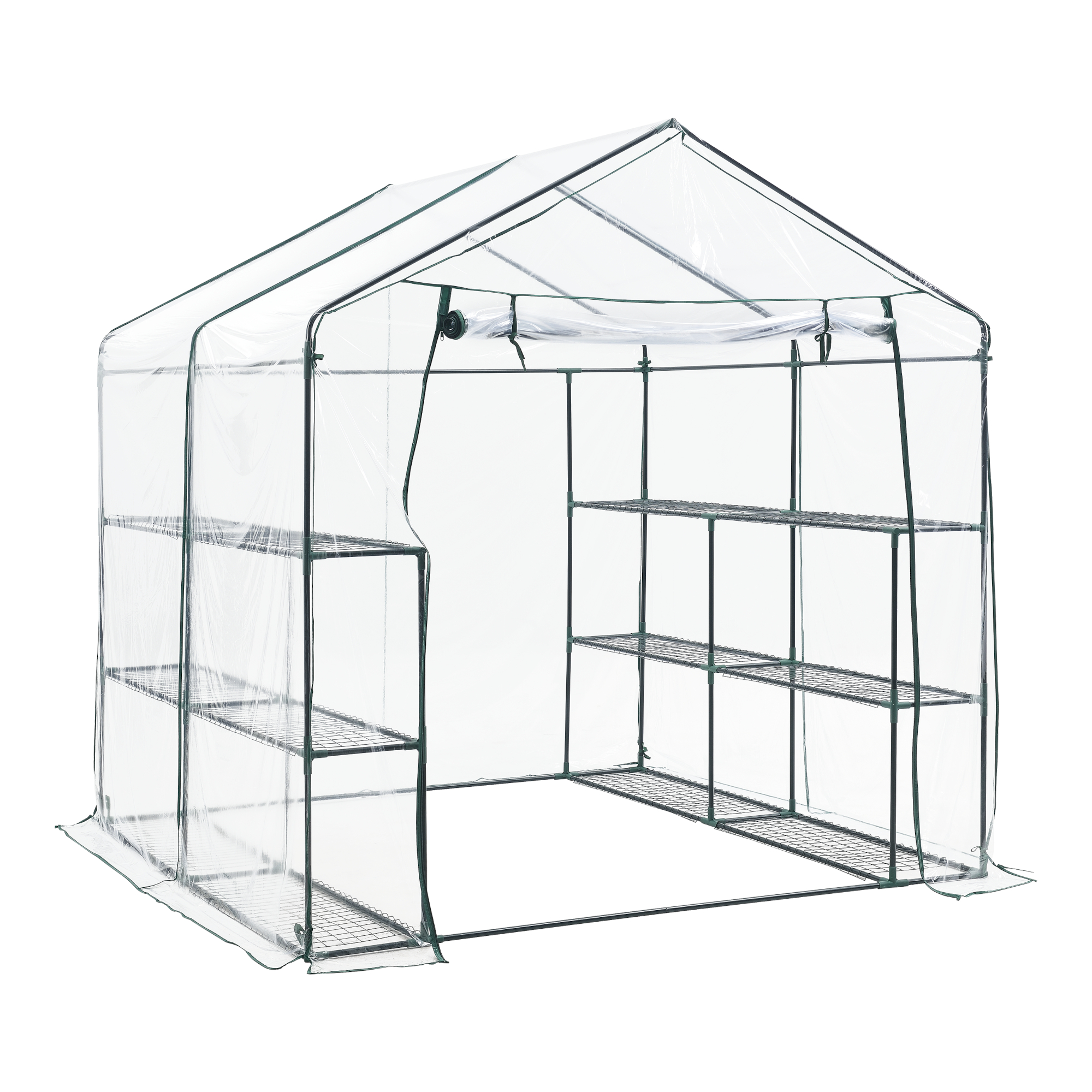 Serre De Jardin Grünau En Acier Et Pvc Avec Étagères Intégrées 200 X 200 X 220 Cm