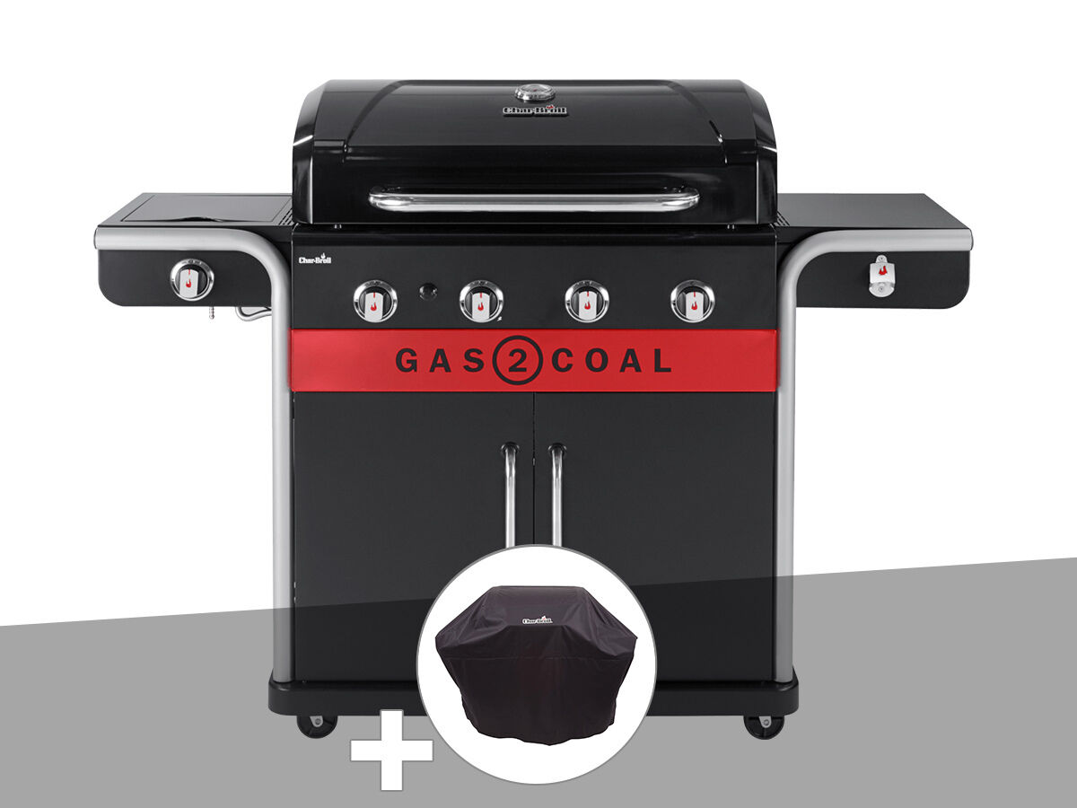 Barbecue À Gaz Et À Charbon Gas2coal Char-broil 2.0 4b + Housse De Protection