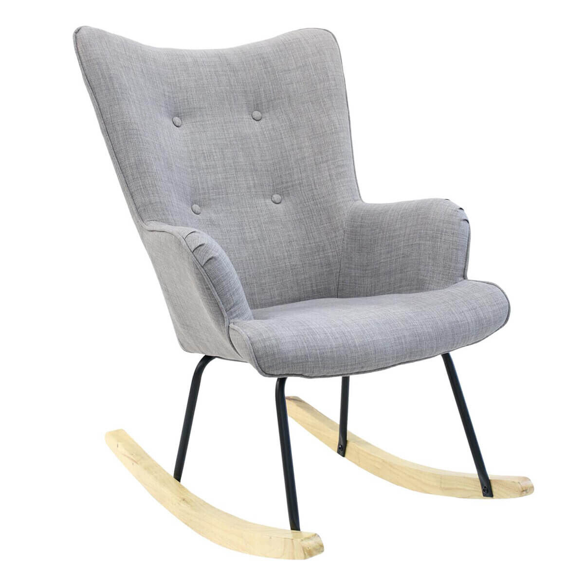 Pohja - Fauteuil À Bascule Gris Dossier Capitonné