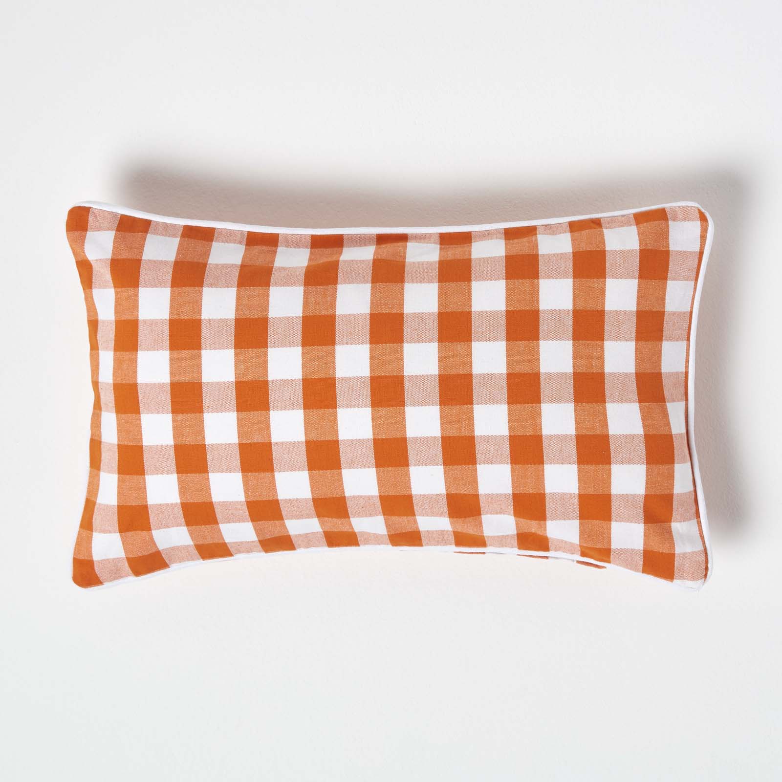 Housse De Coussin À Grands Carreaux Vichy Orange, 30x50cm - Homescapes