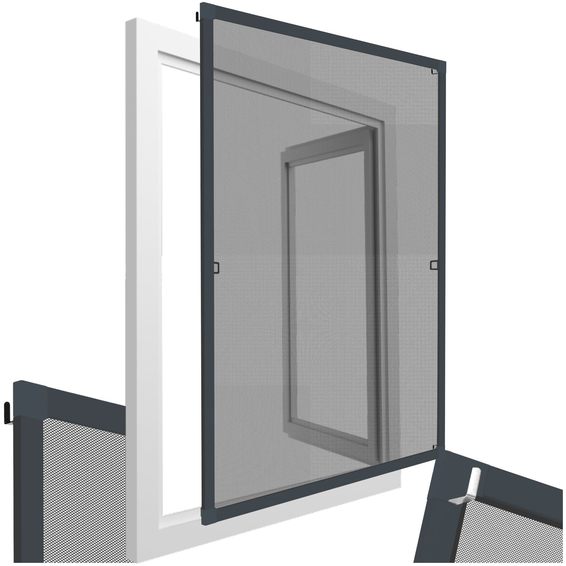Moustiquaire Avec Cadre En Aluminium Pour Fenêtres - 120 X 140 Cm, Gris Anthracite