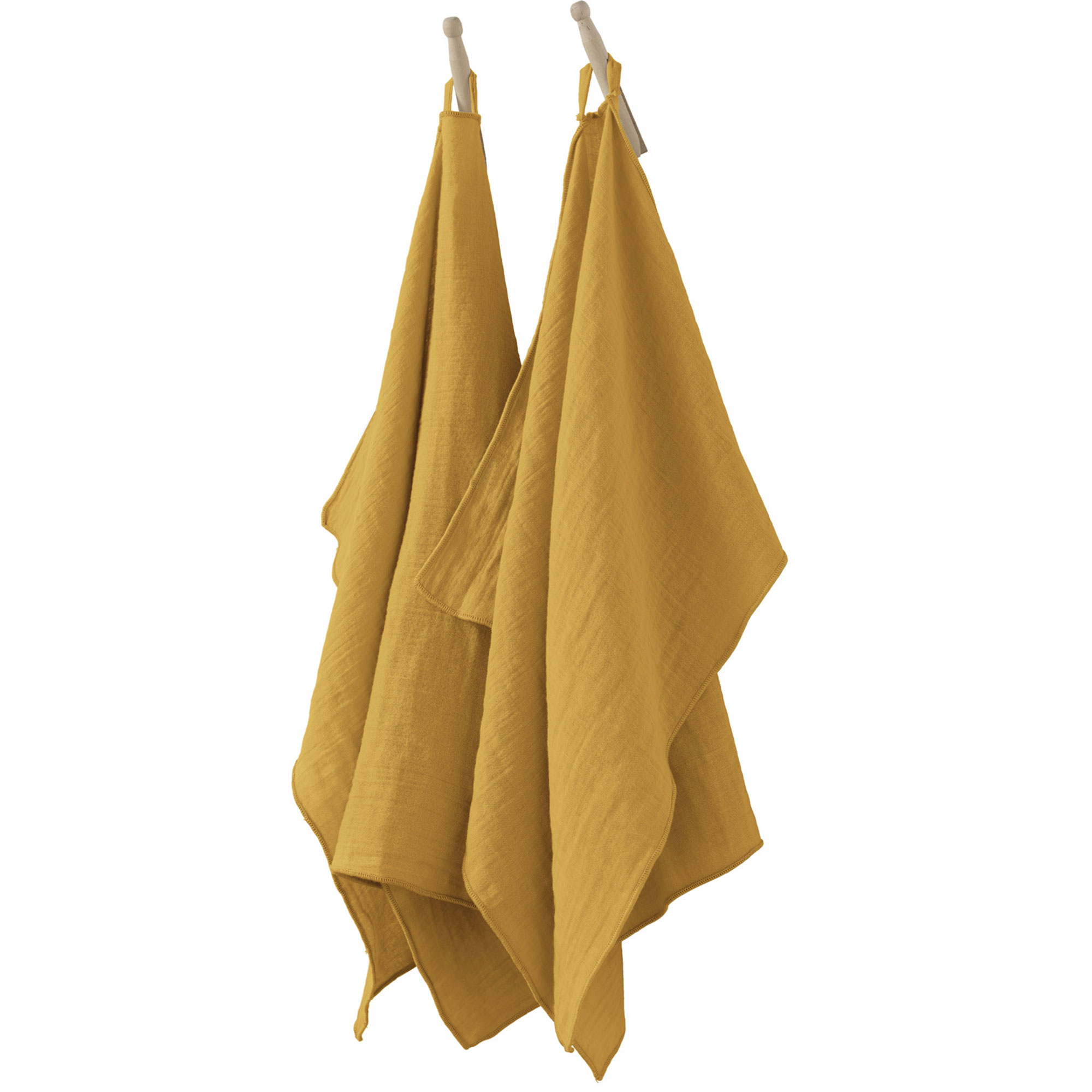 Lot De 2 Essuie-mains 50x70 Cm Gaze De Coton Safran