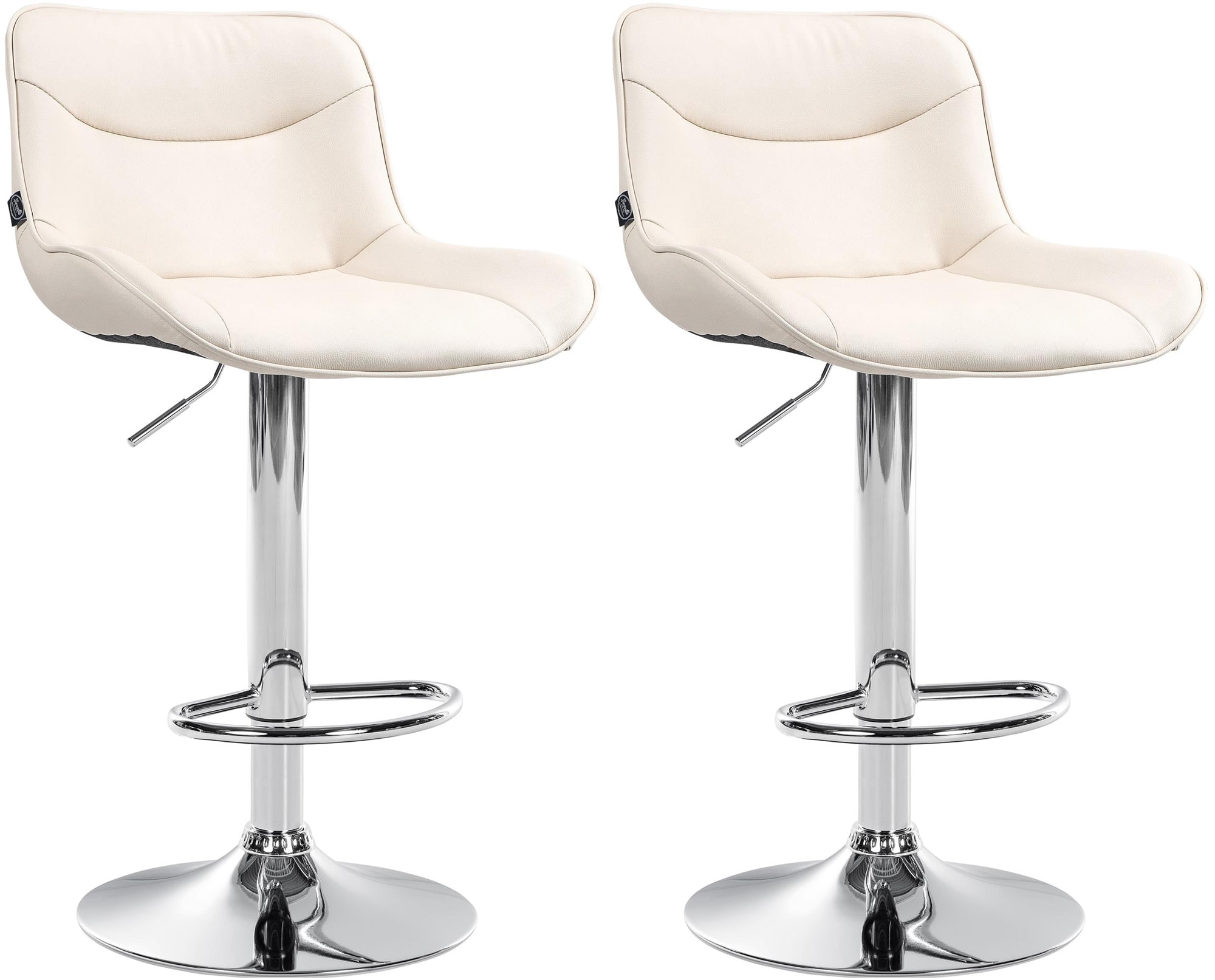 Lot De 2 Tabourets De Bar Vonore Simili Cuir Chromé Crème