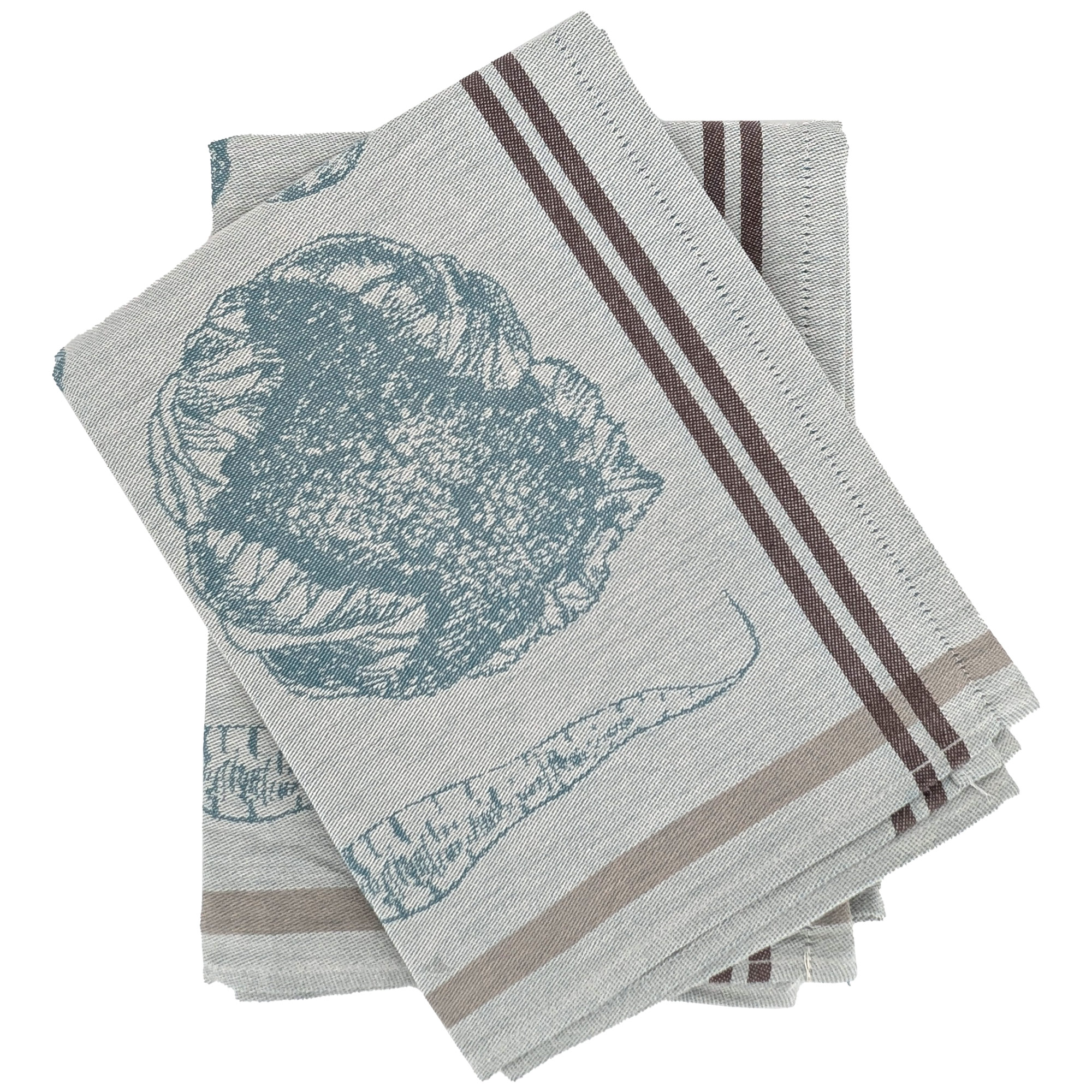 Lot De 2 Torchons De Cuisine Toile Veg 50x70 Cm Bleu