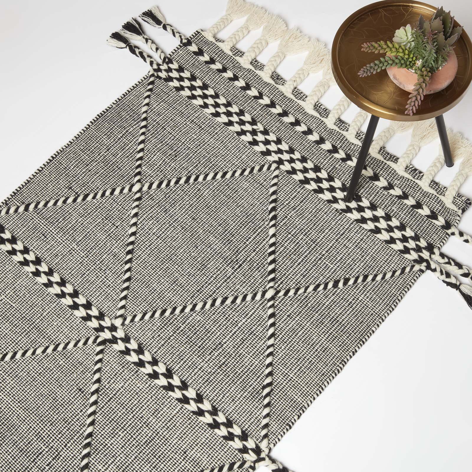 Tapis Kilim En Laine Noir Et Blanc Edessa 120x170cm - Homescapes
