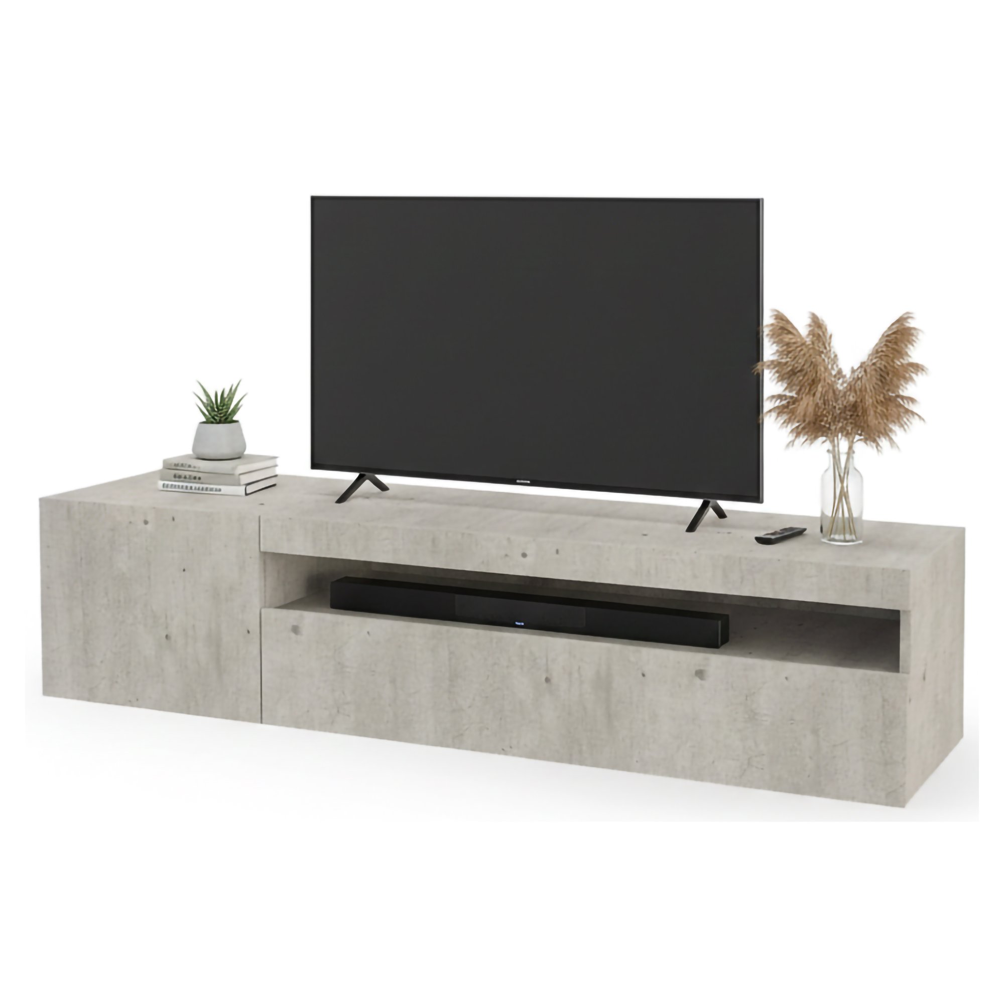 Meuble Tv Dmangoni, Ciment, Avec Lumière Led