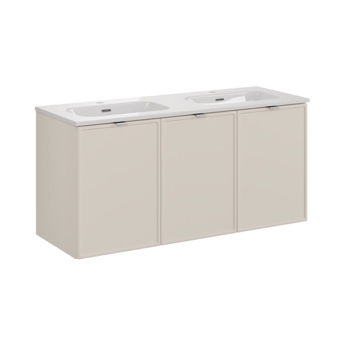 Ensemble De Salle De Bain Brazza: Meuble Sous Vasque 120cm + Double Vasque Encastrée Blanche