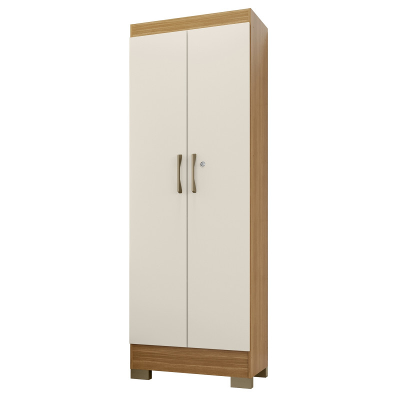 Armoire Beaux Meubles Pas Chers Luna 2 Portes 5 Niches Chêne Blanc Écru