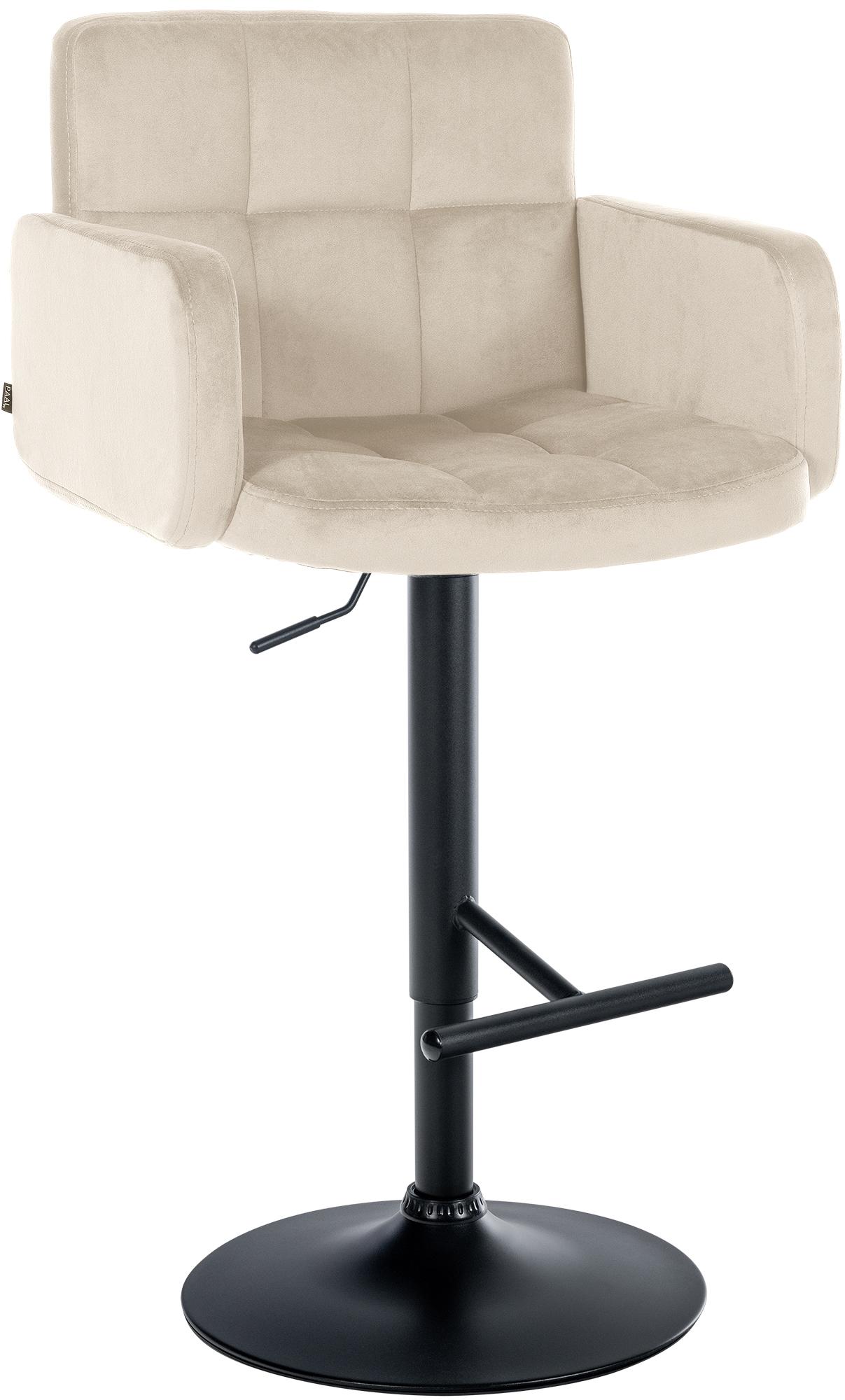 Tabouret De Bar Los Angeles Velours Noir Crème