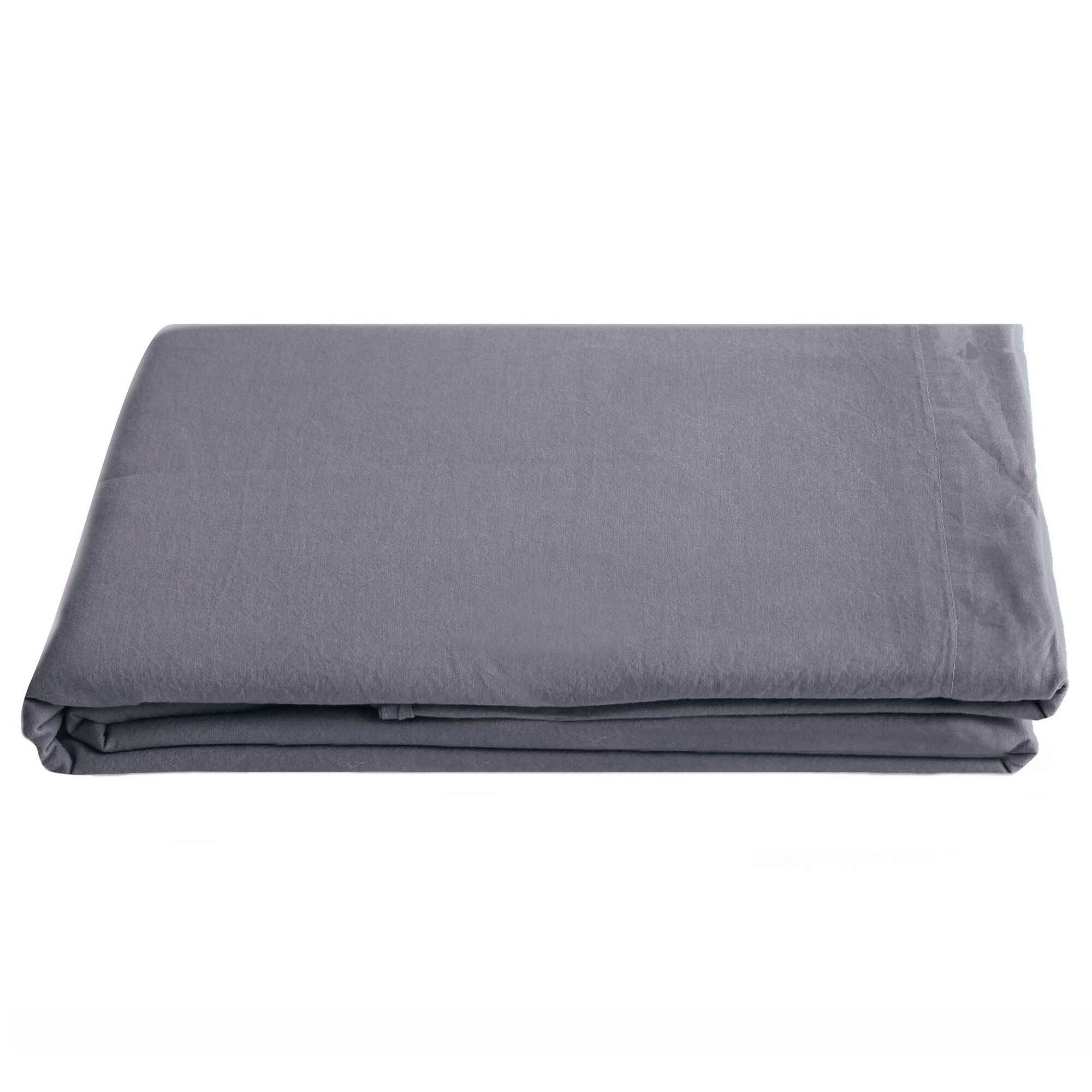 Drap Plat Palace Pur Coton Lavé 270x290 Cm Uni Gris Brume