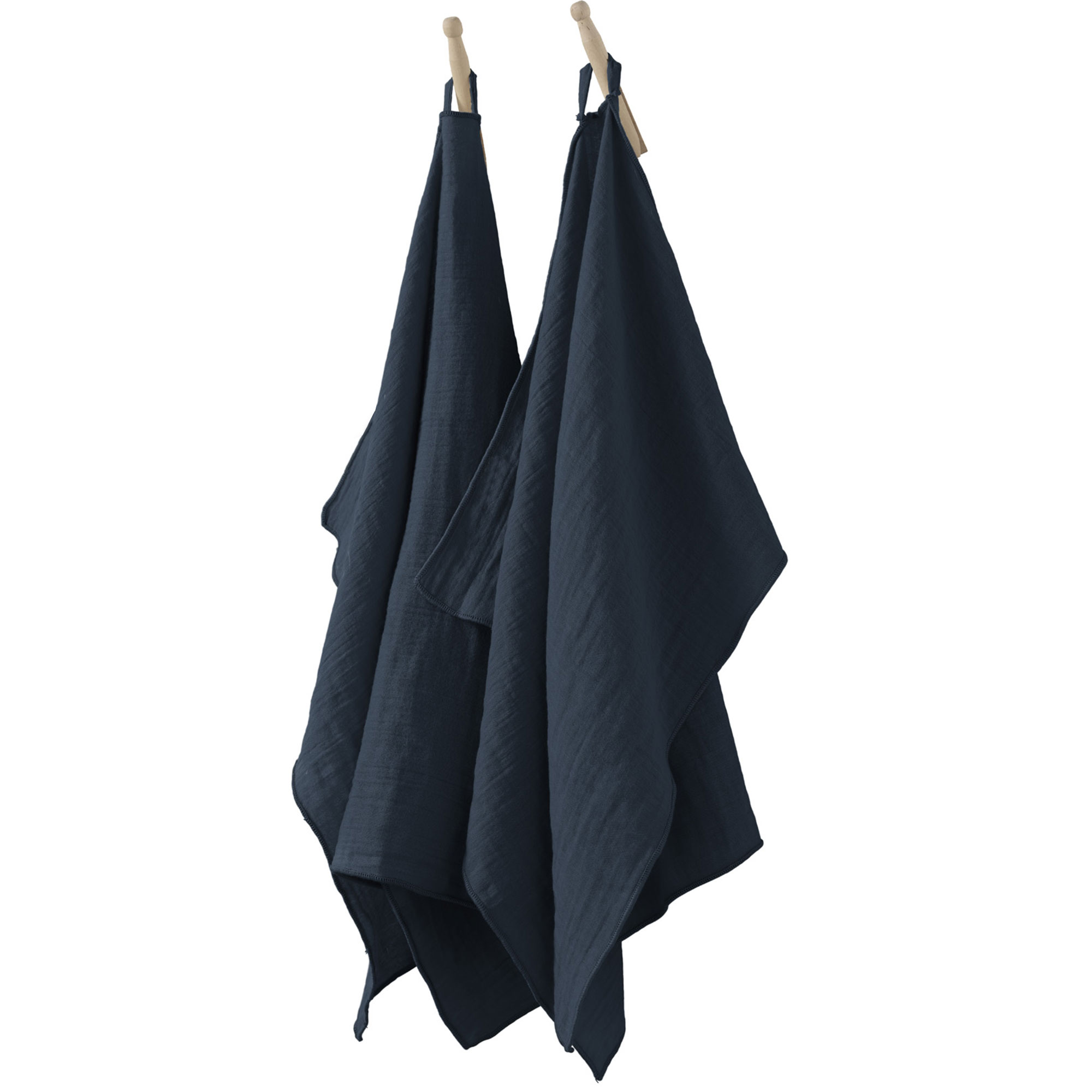 Lot De 2 Essuie-mains 50x70 Cm Gaze De Coton Minuit