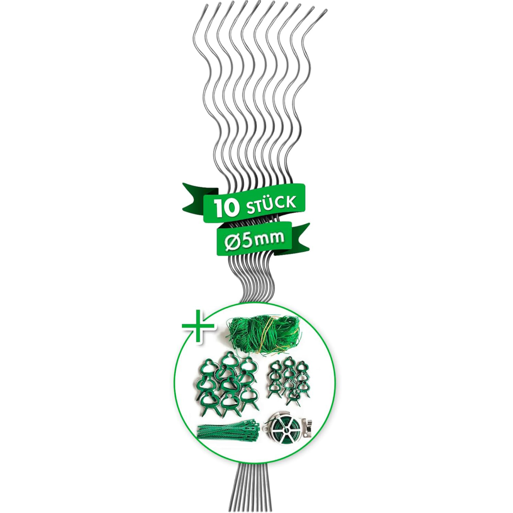 Lot De 10 Tuteurs Spiralés Galvanisés - Idéals Pour Supporter Les Tomates, 110 Cm