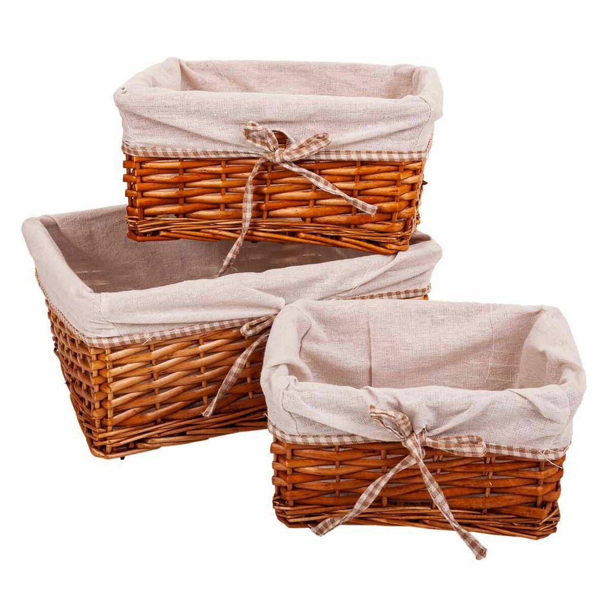 Lot De Paniers Alexandra House Living Naturel Osier Bois De Saule 3 Pièces