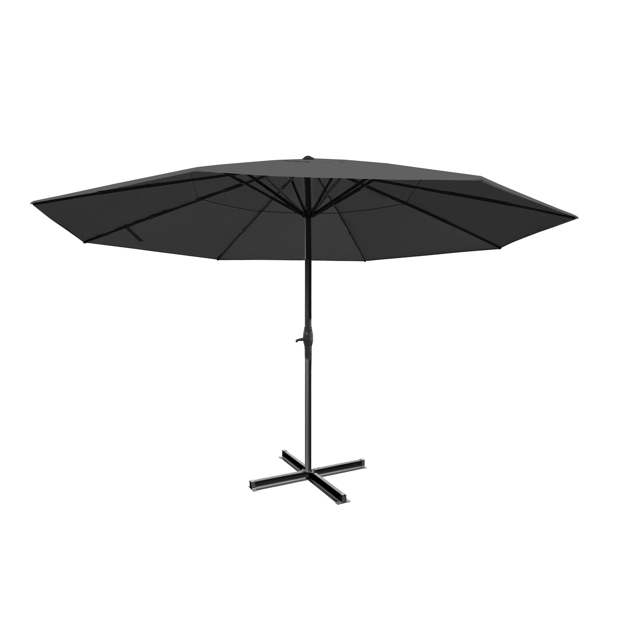 Parasol De Marché Ø 5 M Aluminium Et Polyester Anthracite Sans Pied 04_0008019