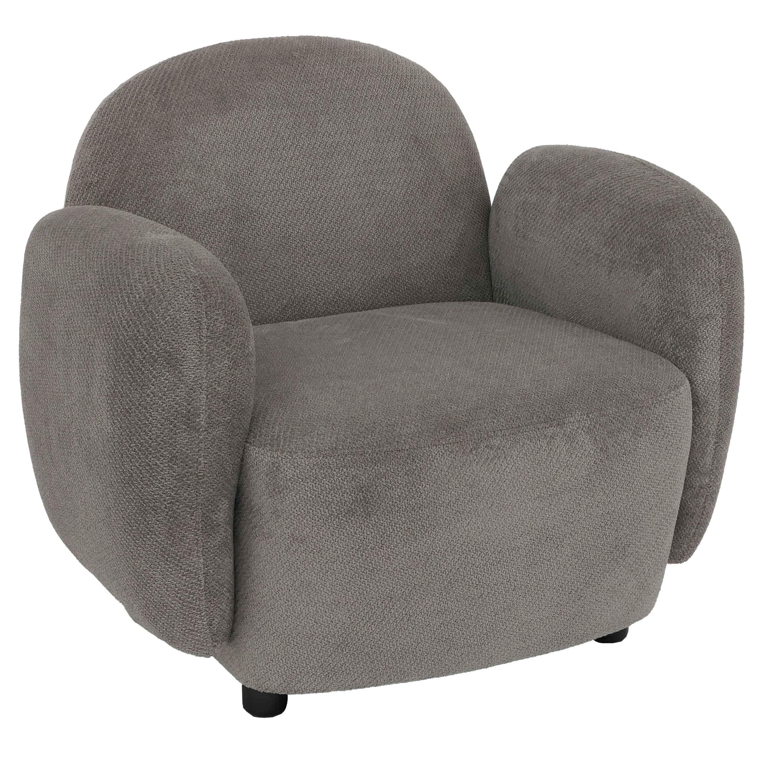 Fauteuil Lounge Design En Tissu Chenille Gris Clair Avec Accoudoirs Moderne Confortable 04_0009027