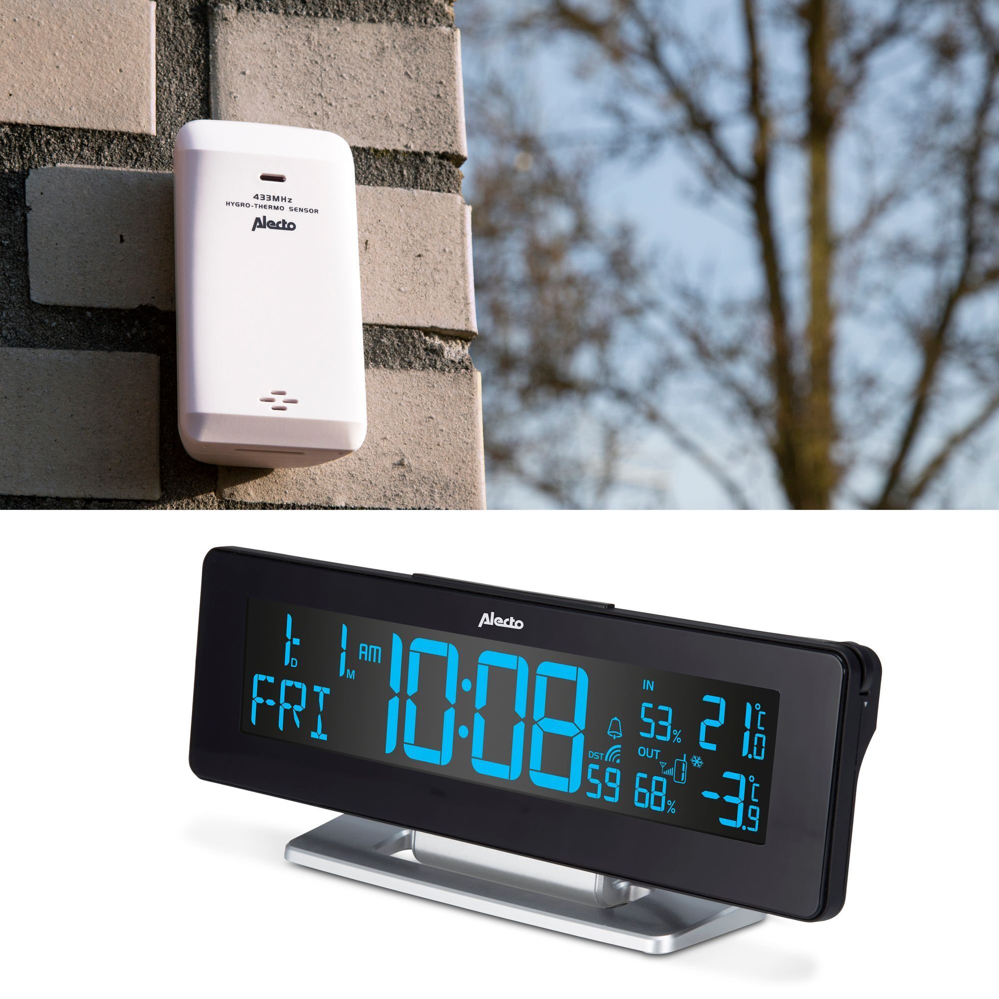 Alecto Ws-2500 - Station Météo Numérique Réveil, Noir/argent