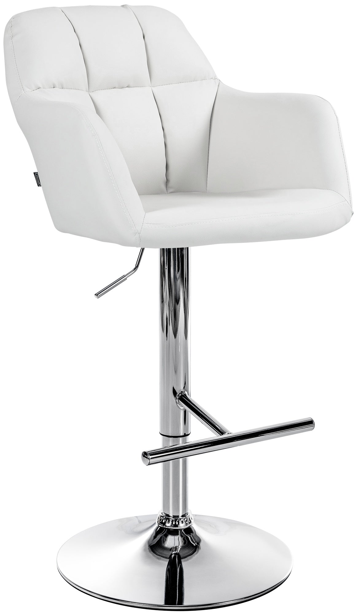 Tabouret De Bar Chaise Haute X1 Fonction Rotation 360° En Pvc Blanc Avec Coutures 10_0005256