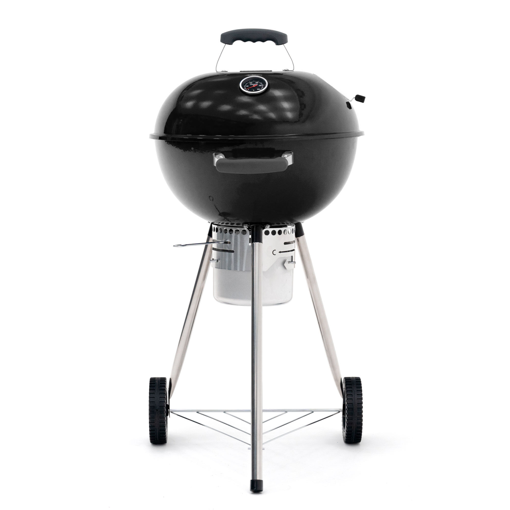 Barbecue Au Charbon À Roulettes Kekai Yellowstone 58x47x100 Cm Rond Avec Couvercle Et Briquet Couleur Émaillé Noir