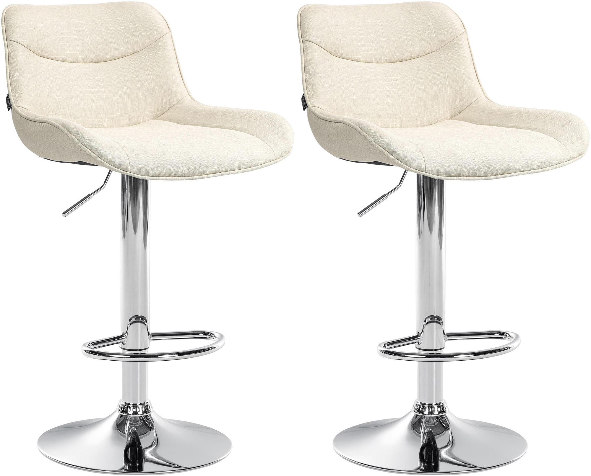 Lot De 2 Tabourets De Bar Vonore Tissu Chrome Crème