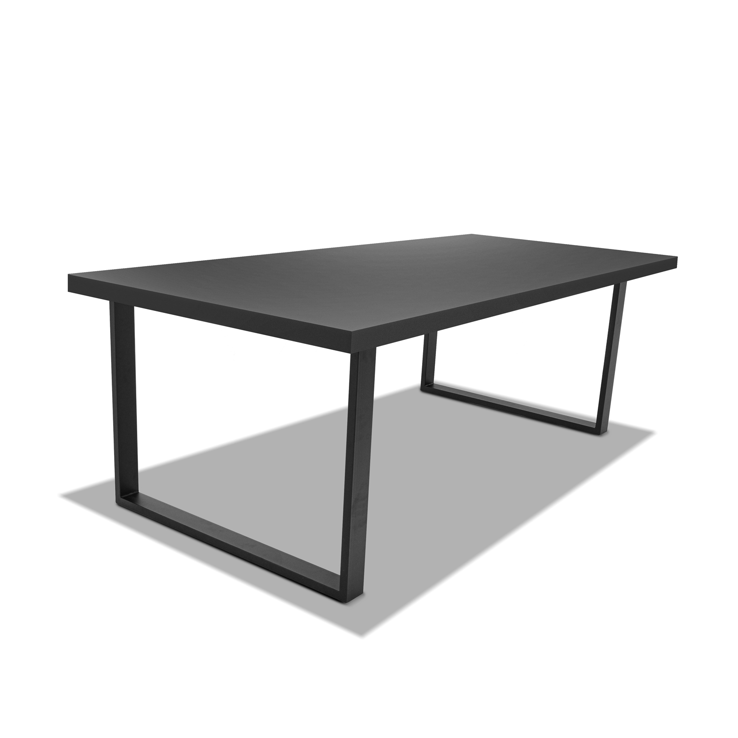 Table De Salle À Manger En Bois Et Métal - Pieds Noirs Carrés - 220x100 Cm