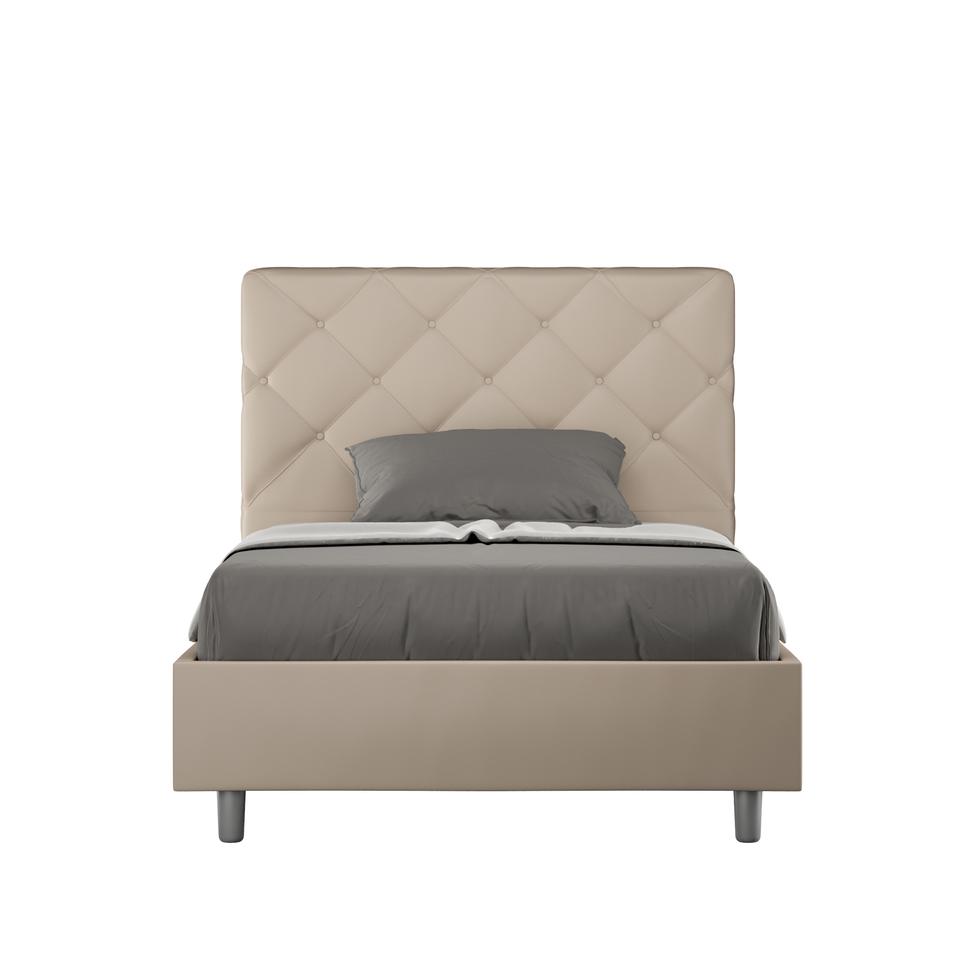 Lit 1 Place Et Demi Avec Sommier Rembourré 120x190 Similicuir Taupe Priya