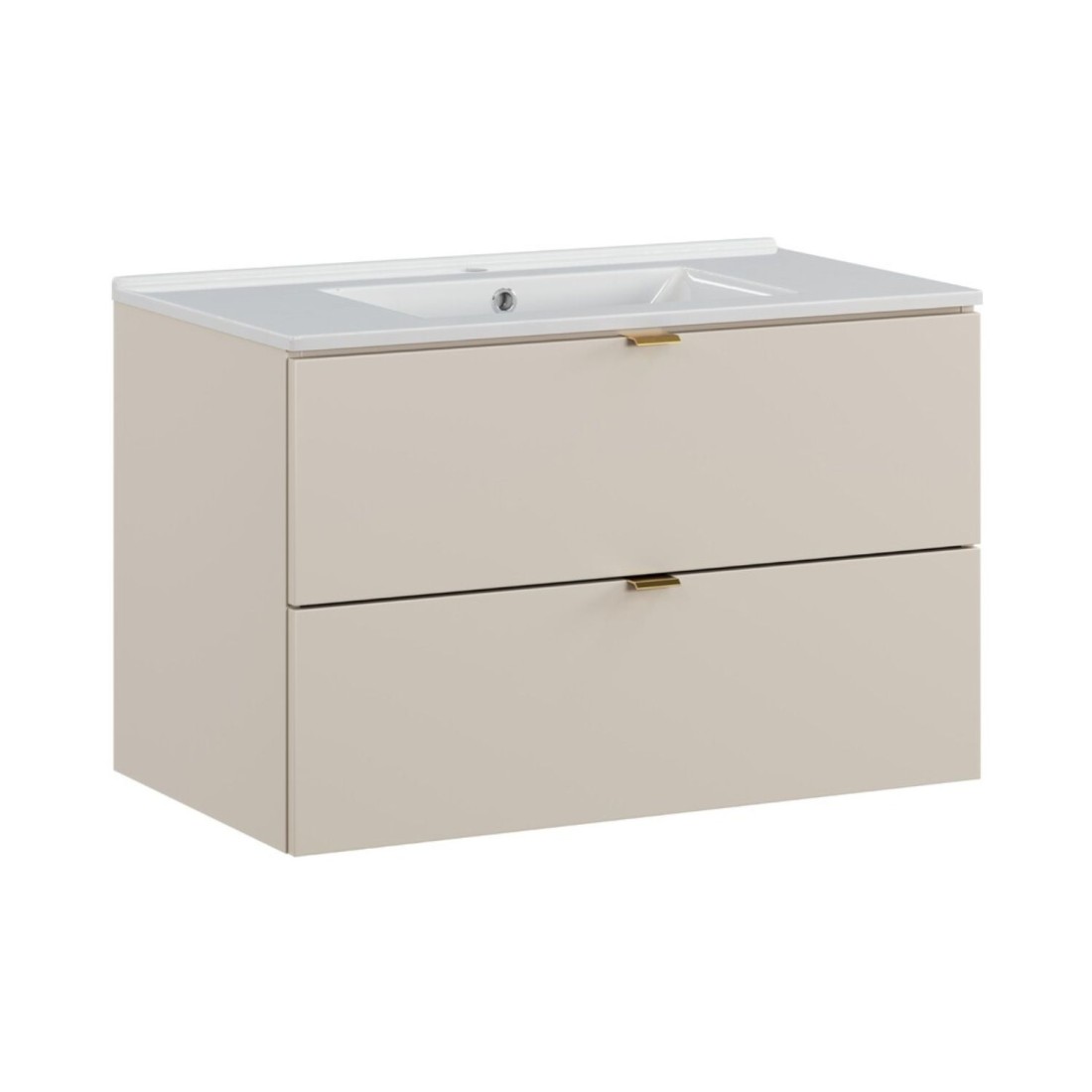 Ensemble De Salle De Bain Bella: Meuble Sous Vasque 80cm + Vasque Encastrée Rectangulaire