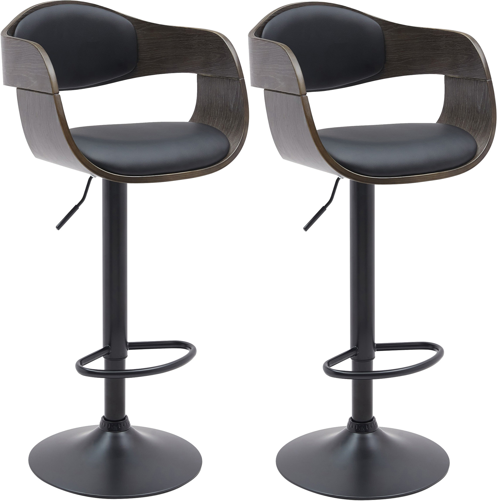 Lot De 2 Tabourets De Bar Kingston B Simili Cuir Noir/gris