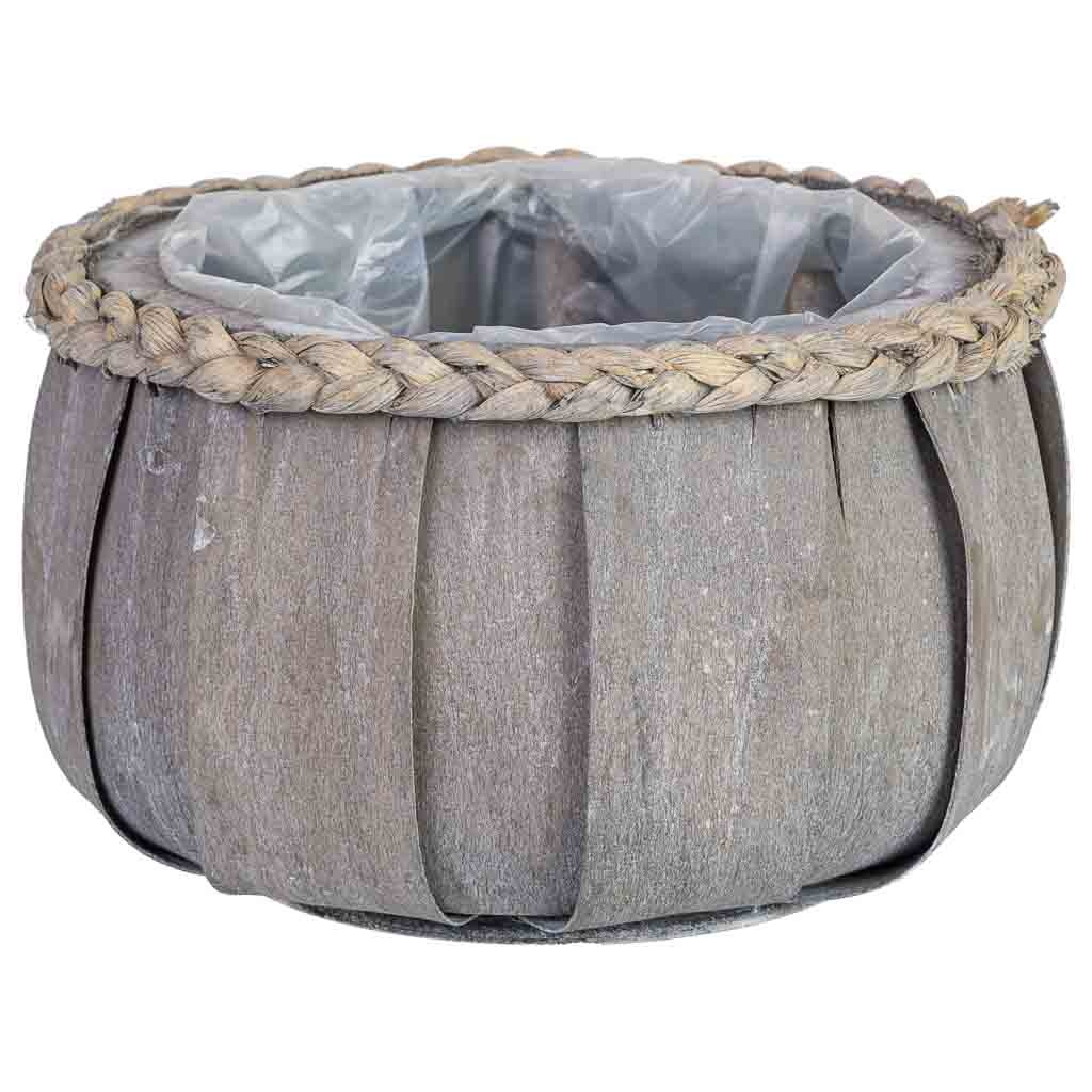 Panier Rond En Bois Bleu 20x20x12h Cm