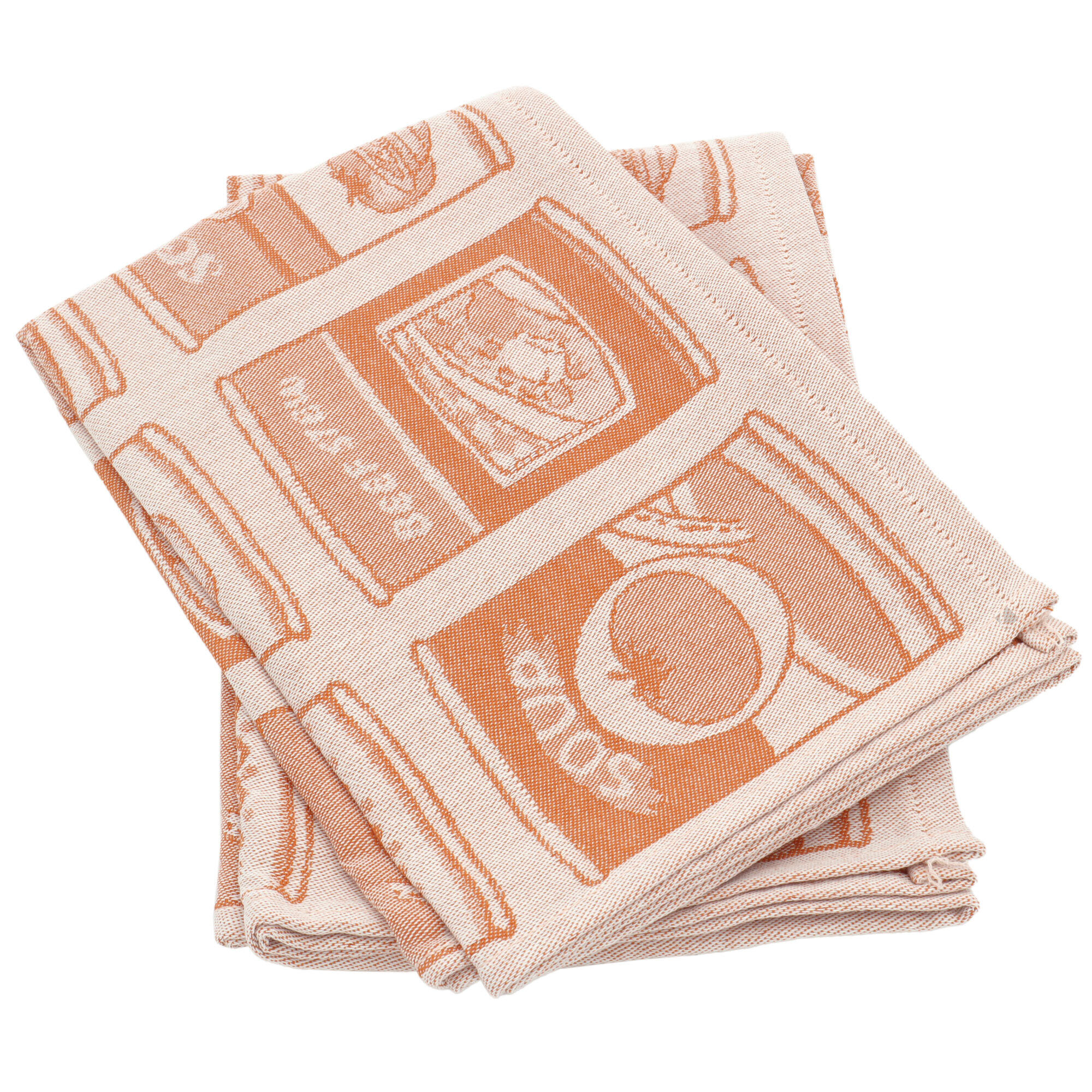 Lot De 2 Torchons De Cuisine Toile 50x70 Cm Coton Soup Orange