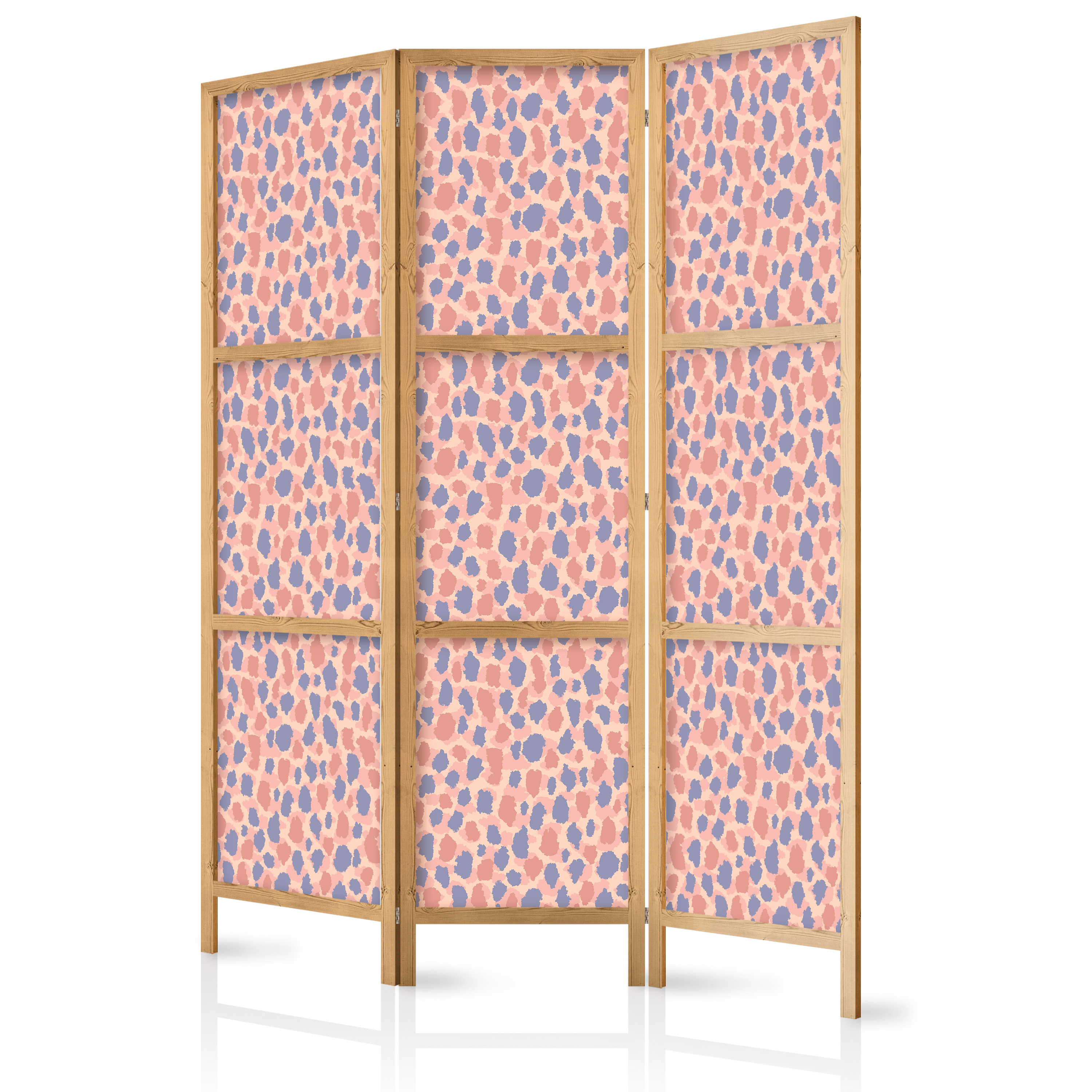 Paravent Japonais -motif Animal Coloré À Pois Bleu-rose. 135x172