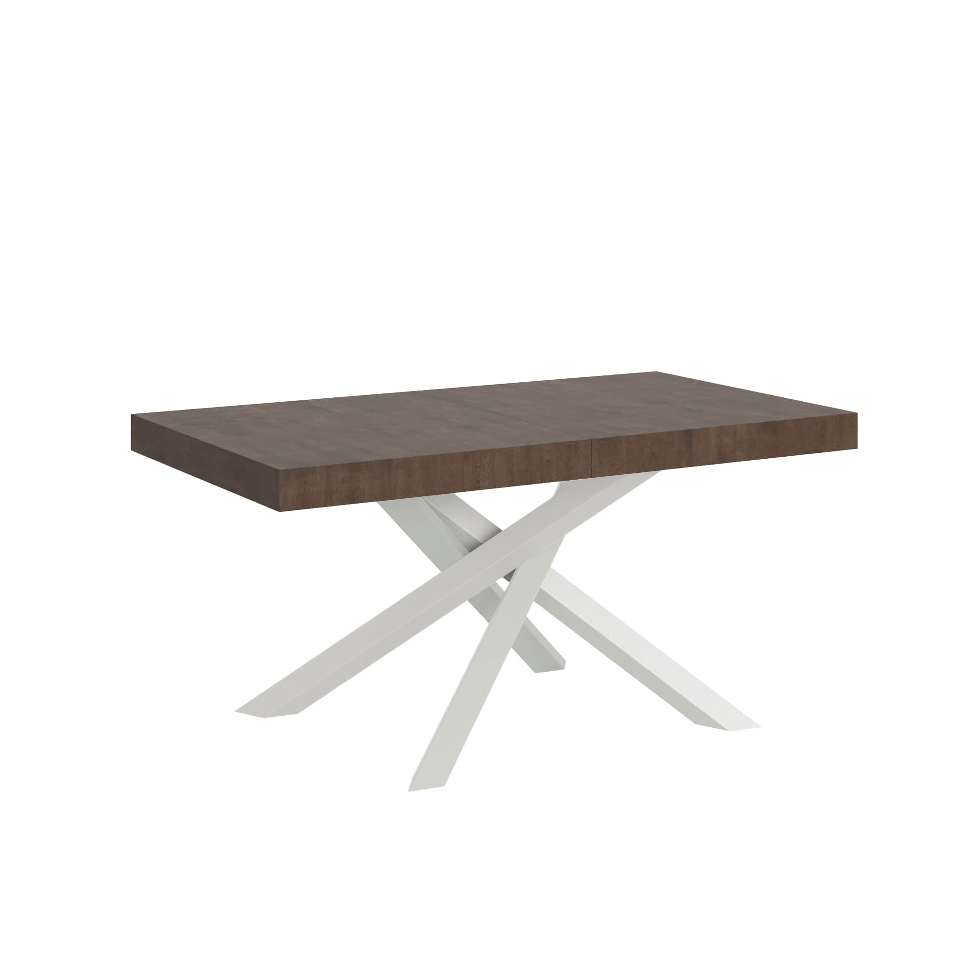Table Extensible 160/264x90 Cm Volantis Noyer Pieds Blancs