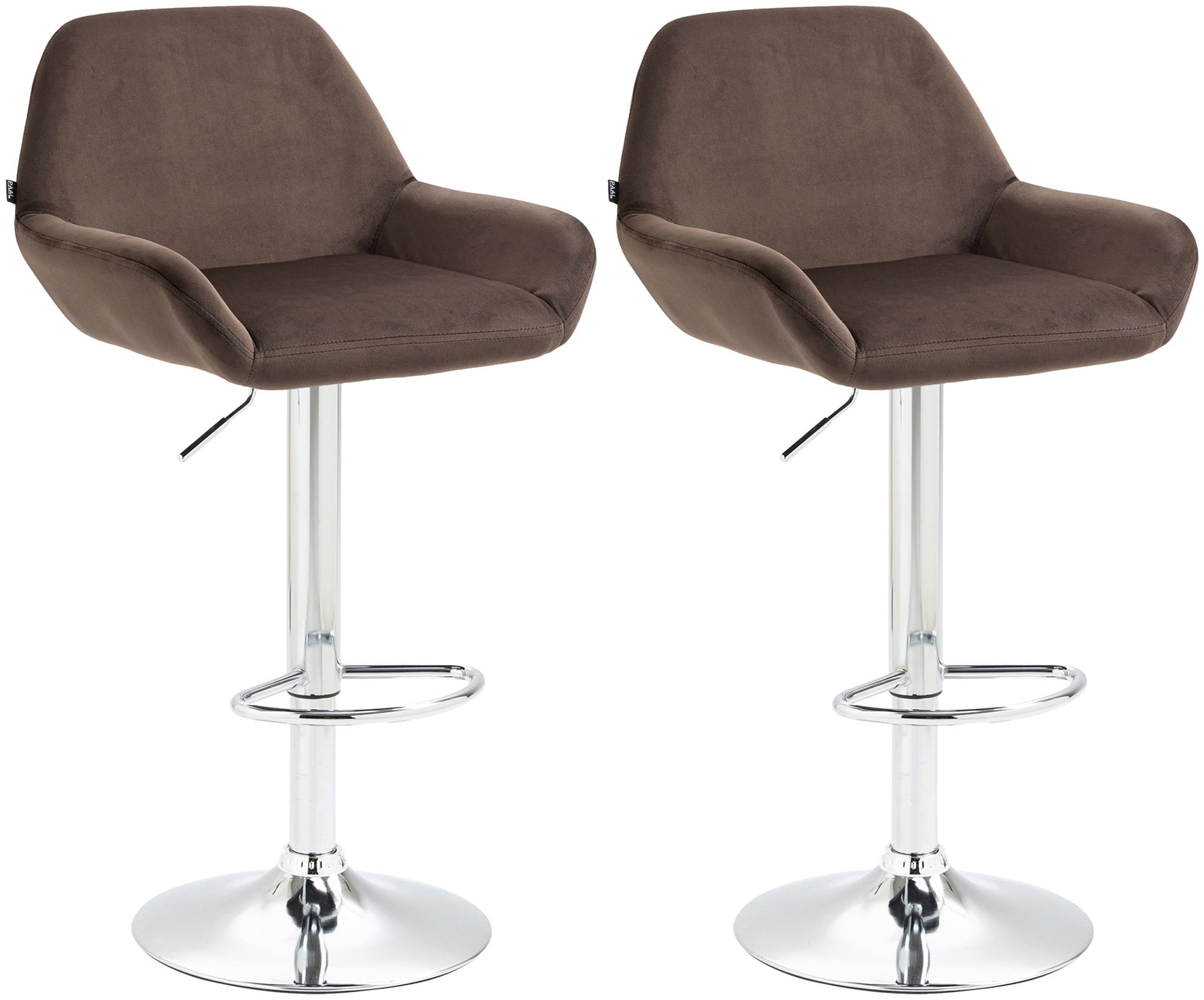Lot De 2 Tabourets De Bar Repose-pieds En Forme D'arc En Métal Chromé Assise 10_0004030