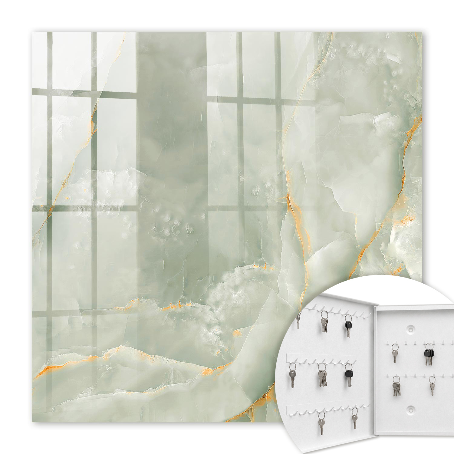 Armoire À Clés - (30 Cm X 30 Cm) - Boîte À Clés Murale - Coffret De Rangement Pour Clés - Couleur Blanche - Ouverture Vers La Gauche - Pour Maison Et Bureau - Texture Élégante