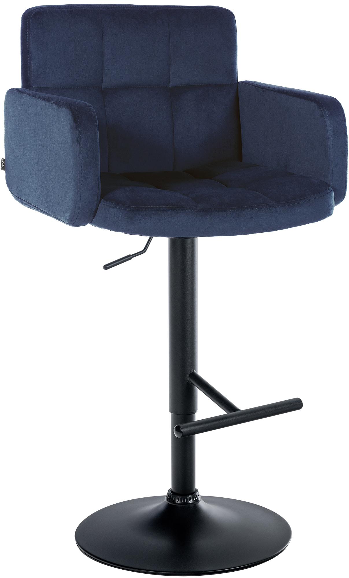 Tabouret De Bar Los Angeles Velours Noir Bleu