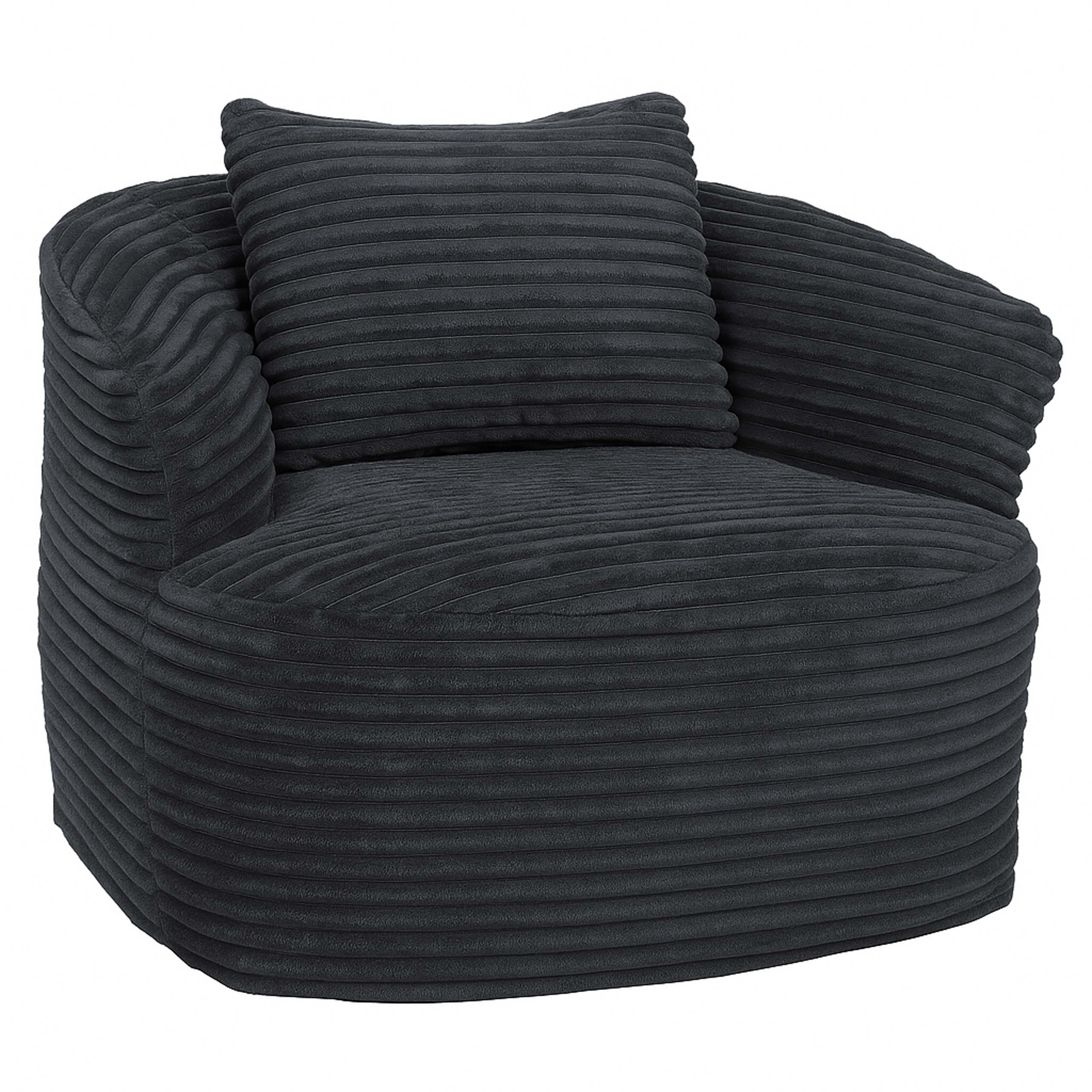 Fauteuil Lounge Relax En Velours Côtelé Gris Foncé Avec Coussin Fauteuil Cocktail Rembourré 04_0008968