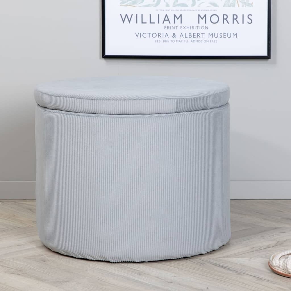 Pouf Dunken 51x51x43 Cm Velours Côtelé Gris Venture Home