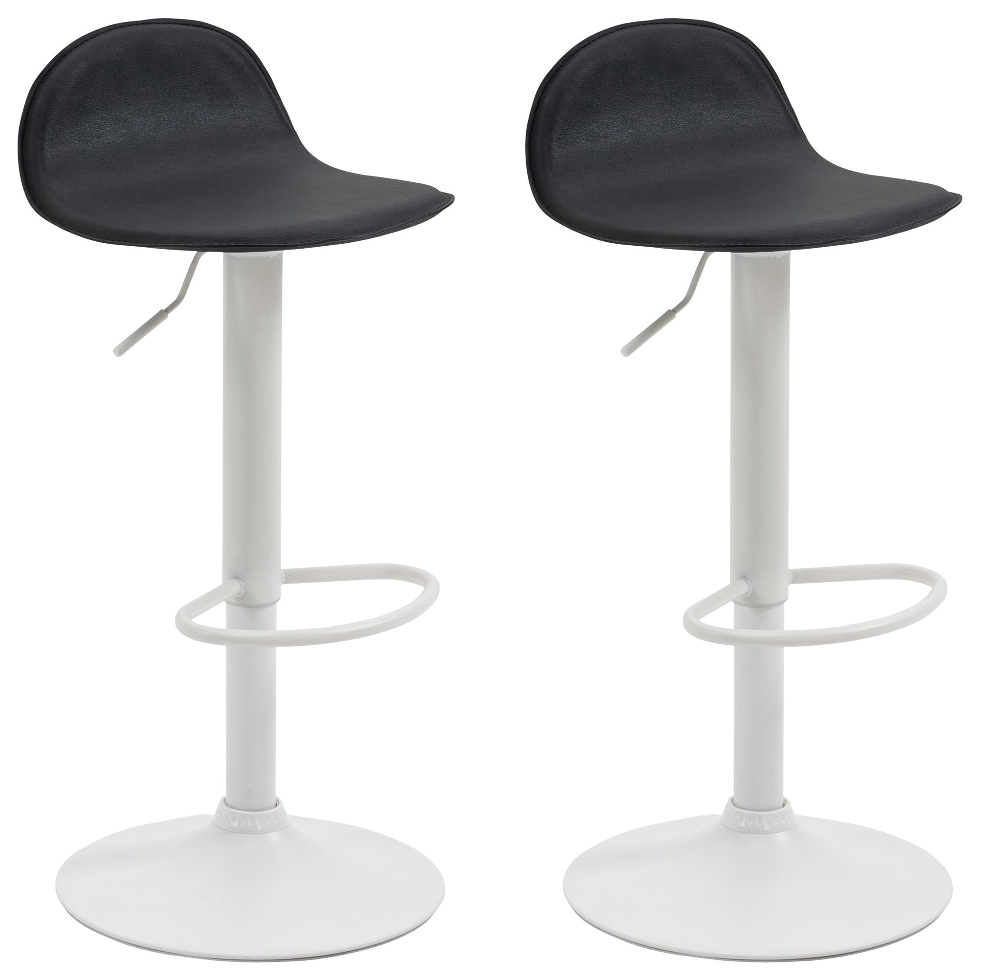 Lot De 2 Tabourets De Bar Avec Repose-pieds En Pvc Noir Pied Trompète En 10_0004262