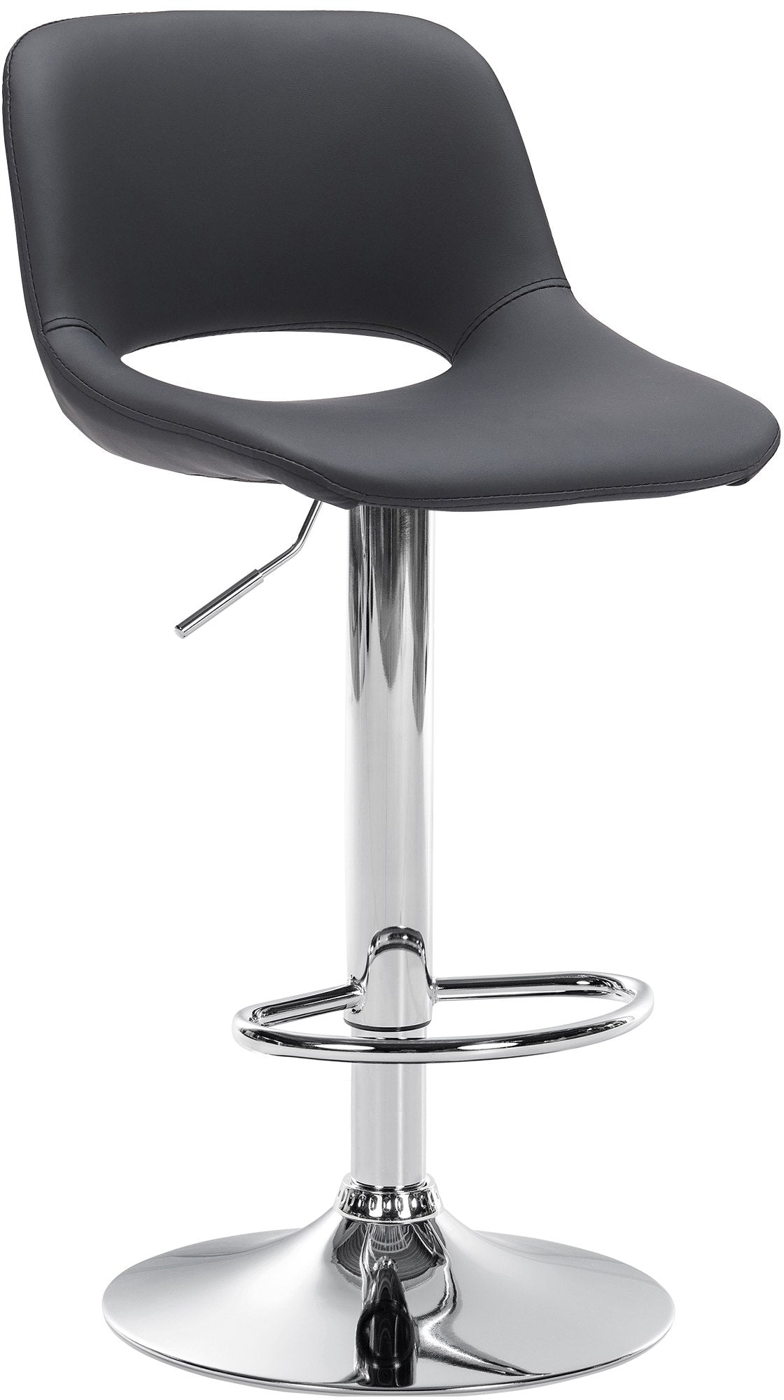 Tabouret De Bar Chaise Haute X1 Avec Repose-pieds En Pvc Noir Piètement Métallique Chromé 10_0004580