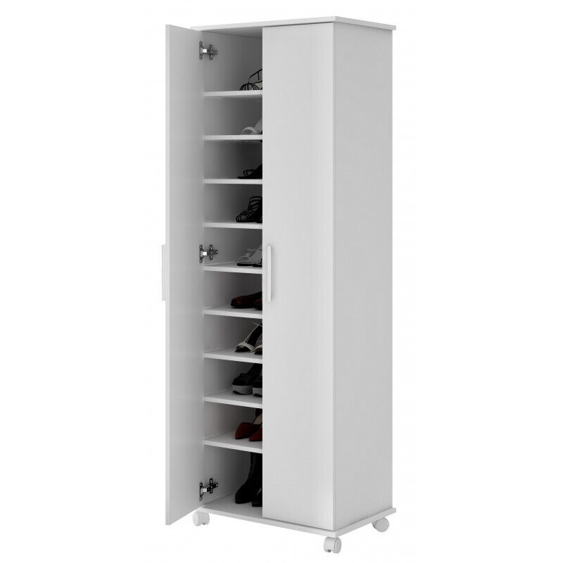 Armoire Chaussures Beaux Meubles Pas Chers 20 Paires 10 Niches Blanc Bois