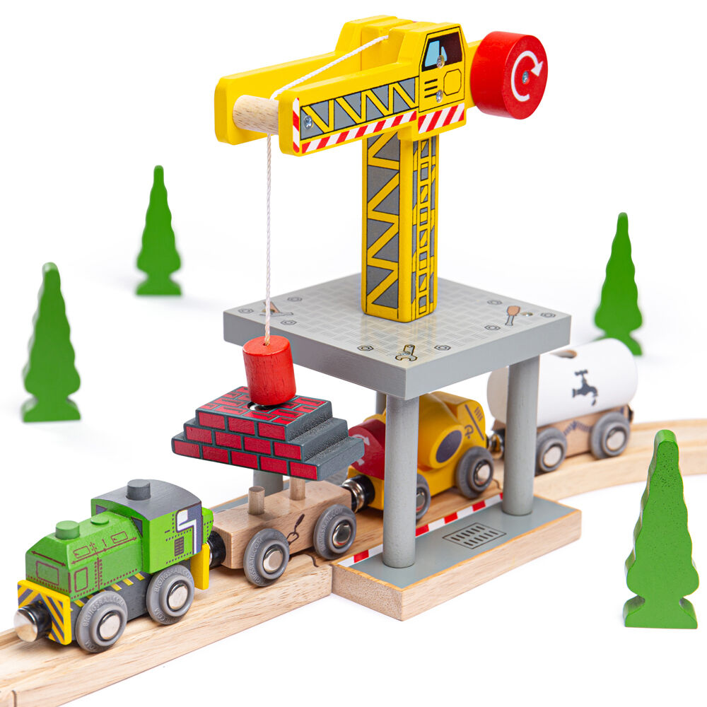 Bigjigs Rail, Accessoire De Chemin De Fer À Grue Jaune, Adapté Aux ges Dès 3 Ans