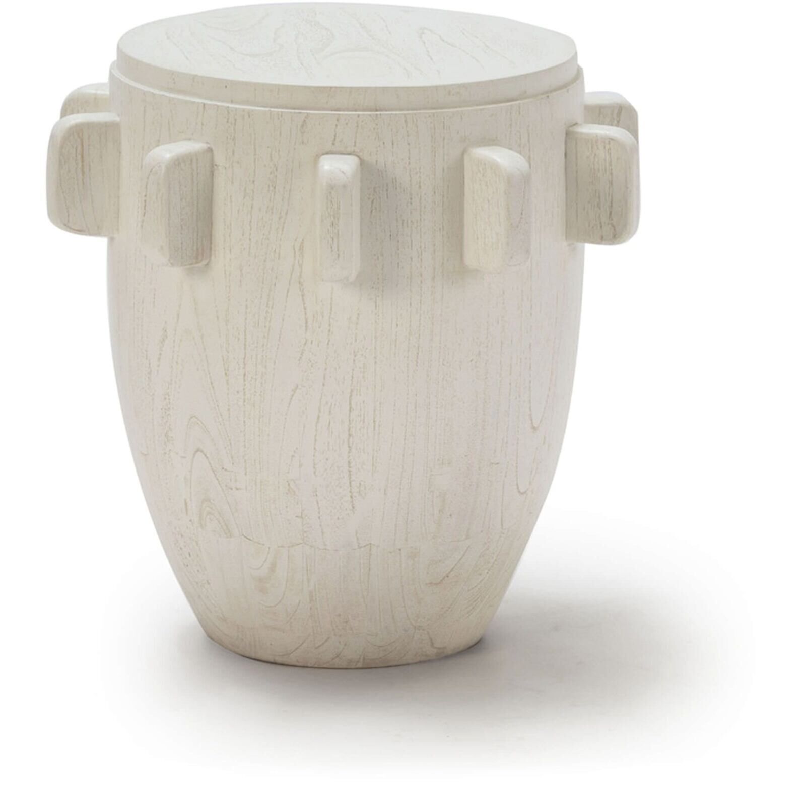 Pouf 45 X 45 X 46 Cm Bois De Suar - Blanc