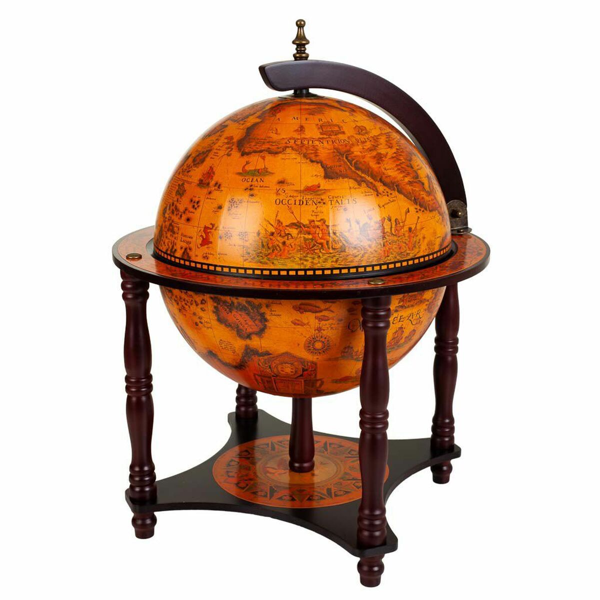 Globe Terrestre Alexandra House Living Marron 42 X 57 X 42 Cm Meuble À Bouteilles