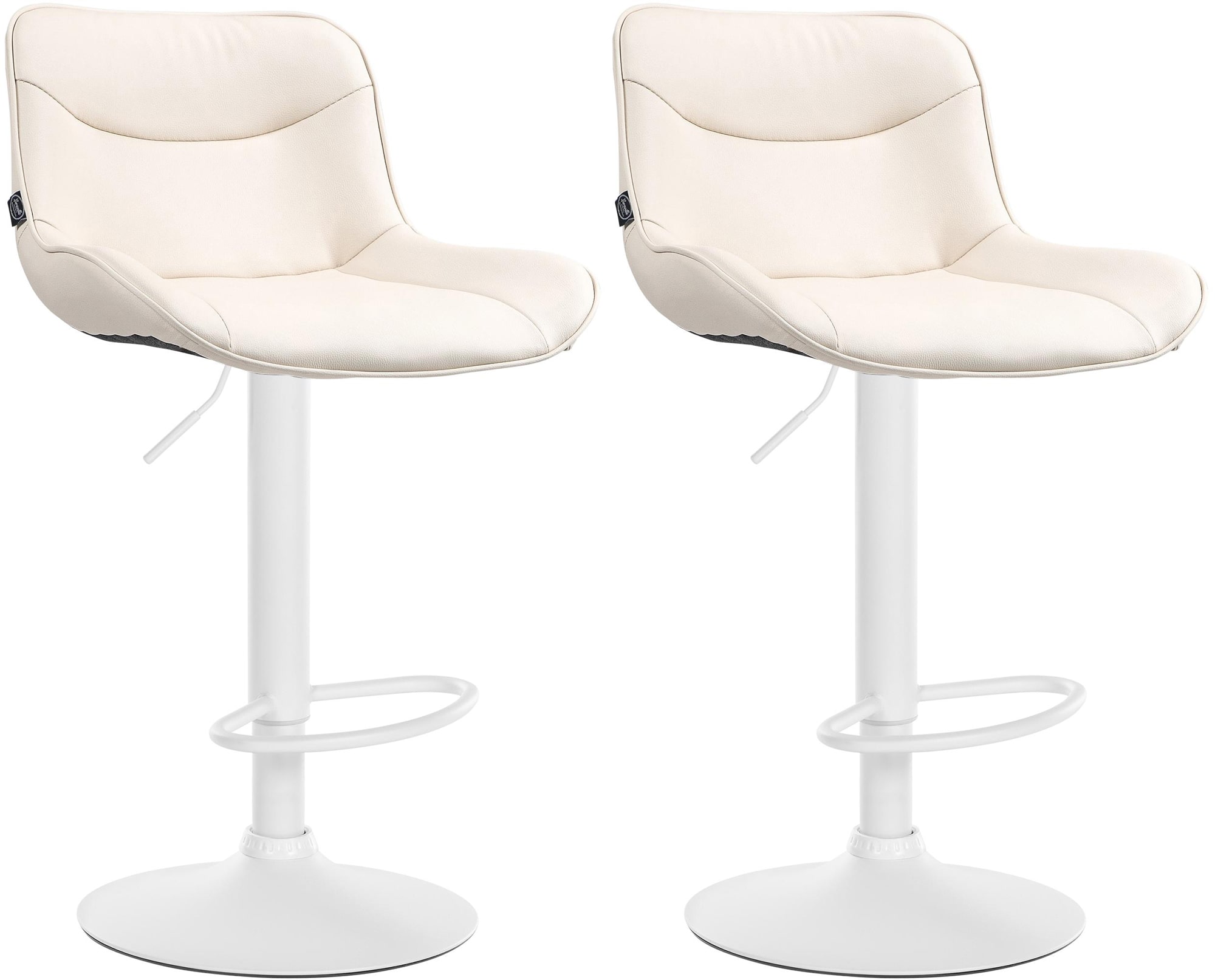 Lot De 2 Tabourets De Bar Vonore Simili Cuir Blanc Crème