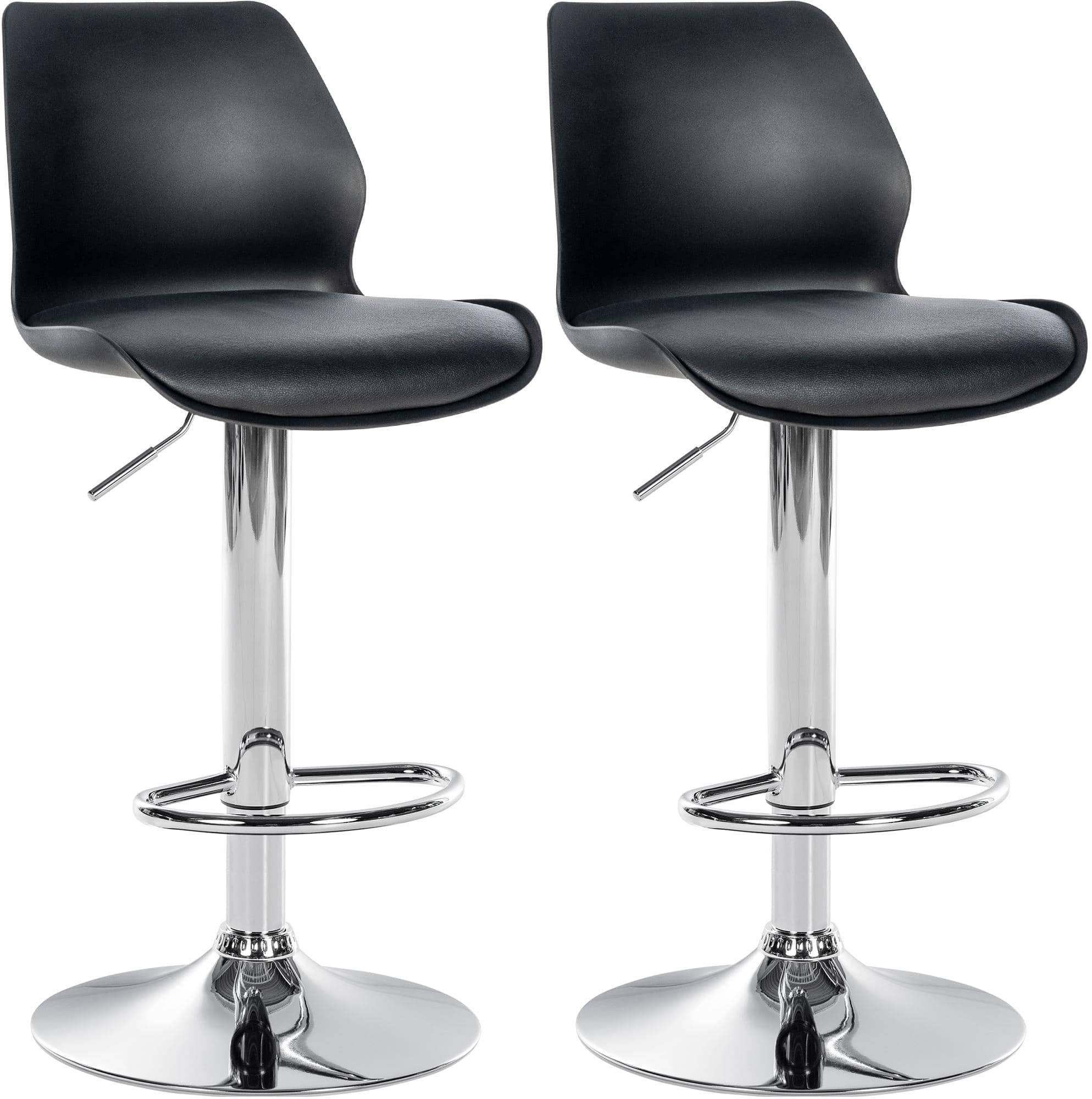 Lot De 2 Tabourets De Bar Avec Repose-pieds Hauteur Réglable Pivotant En Pvc Et 10_0004170