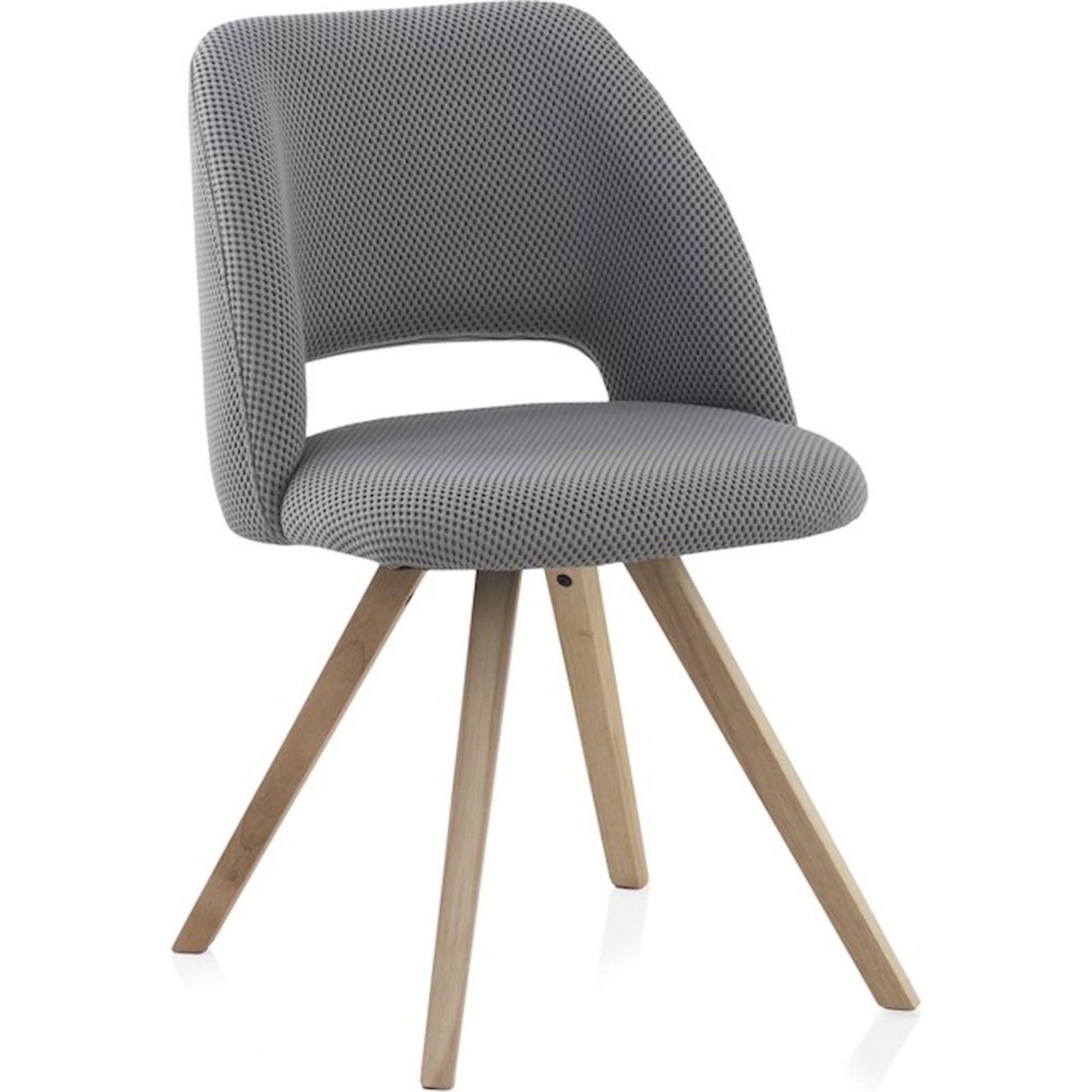 X4 Chaises Grise Nid D'Abeille Assise Confortable Pieds Bois Naturel - Gris Nid D'Abeille Et Bois Naturel