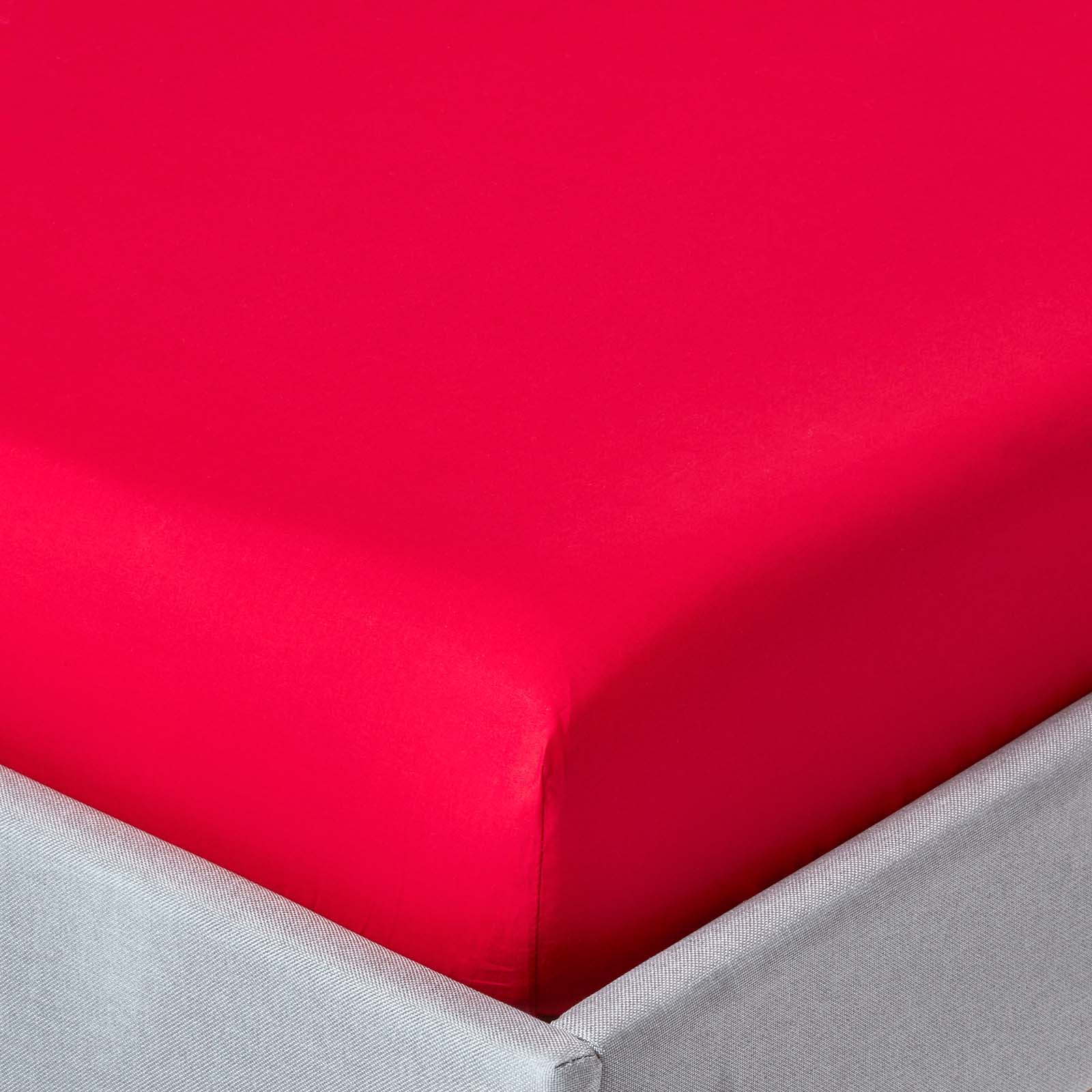 Drap-housse 46cm 180x200cm Rouge Coton Égyptien 200tc Homescapes